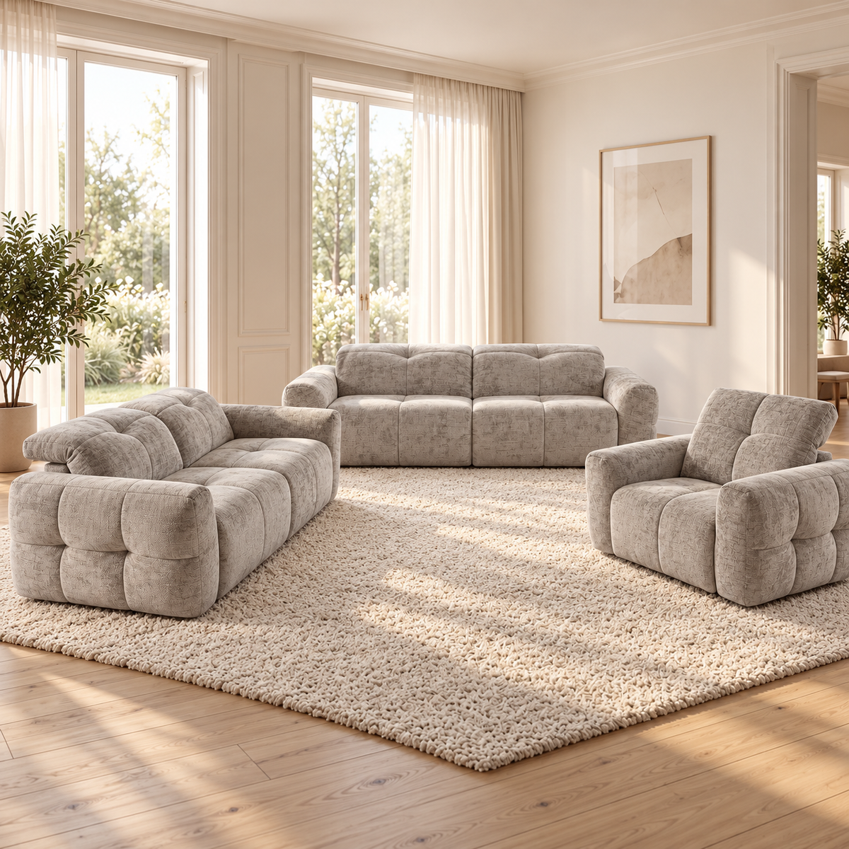 Faringdon Beige Electric Recliner Sofa Set