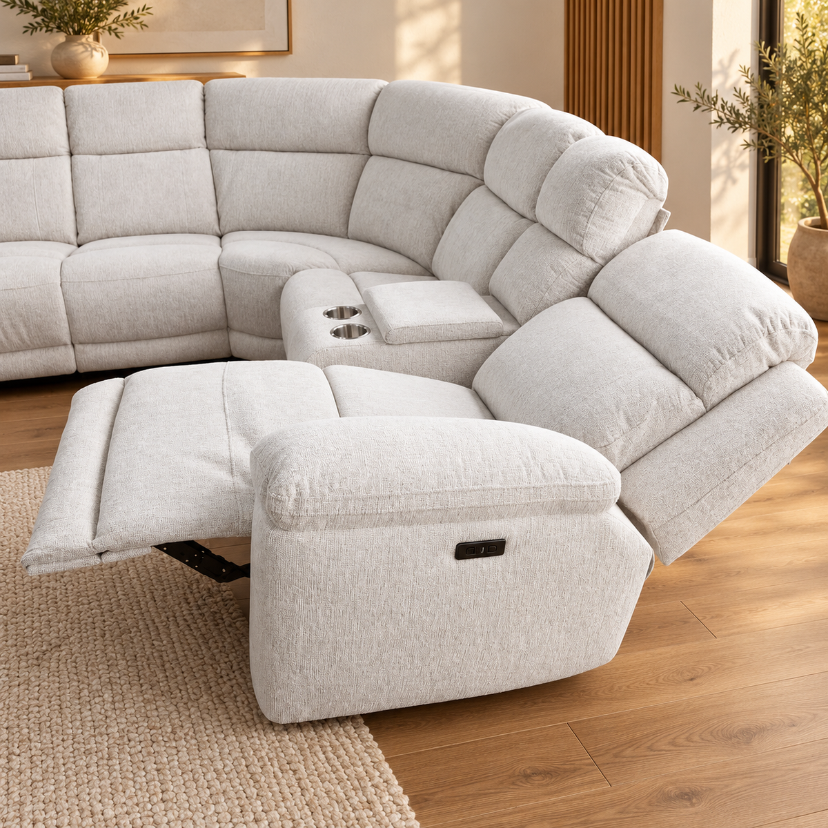 Owen Beige Electric Recliner Modular Corner Sofa