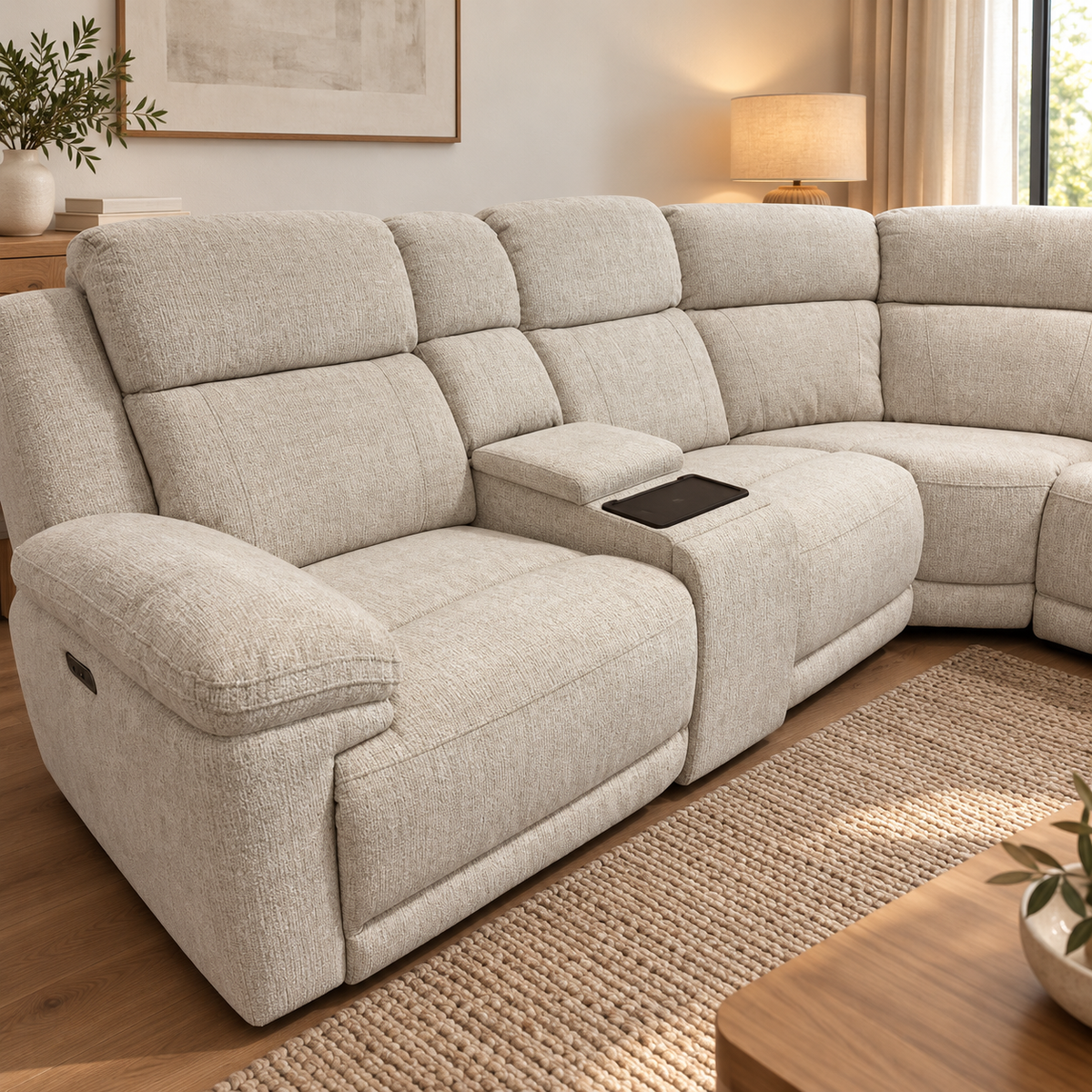 Owen Beige Electric Recliner Modular Corner Sofa