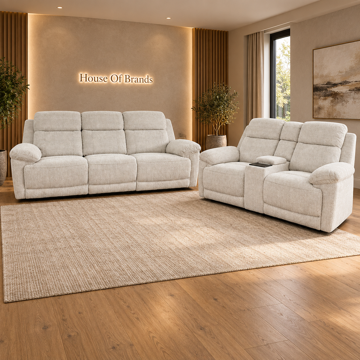 Lyra Electric Recliner Beige Sofa Set