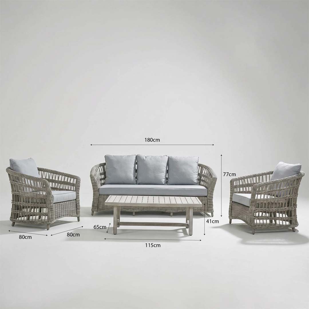 Bergen 5 Seater Rattan Garden Sofa Set with Acacia Wood Coffee Table