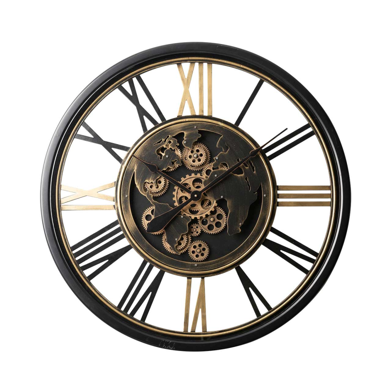 80cm Black and Gold Gear Wall Clock
