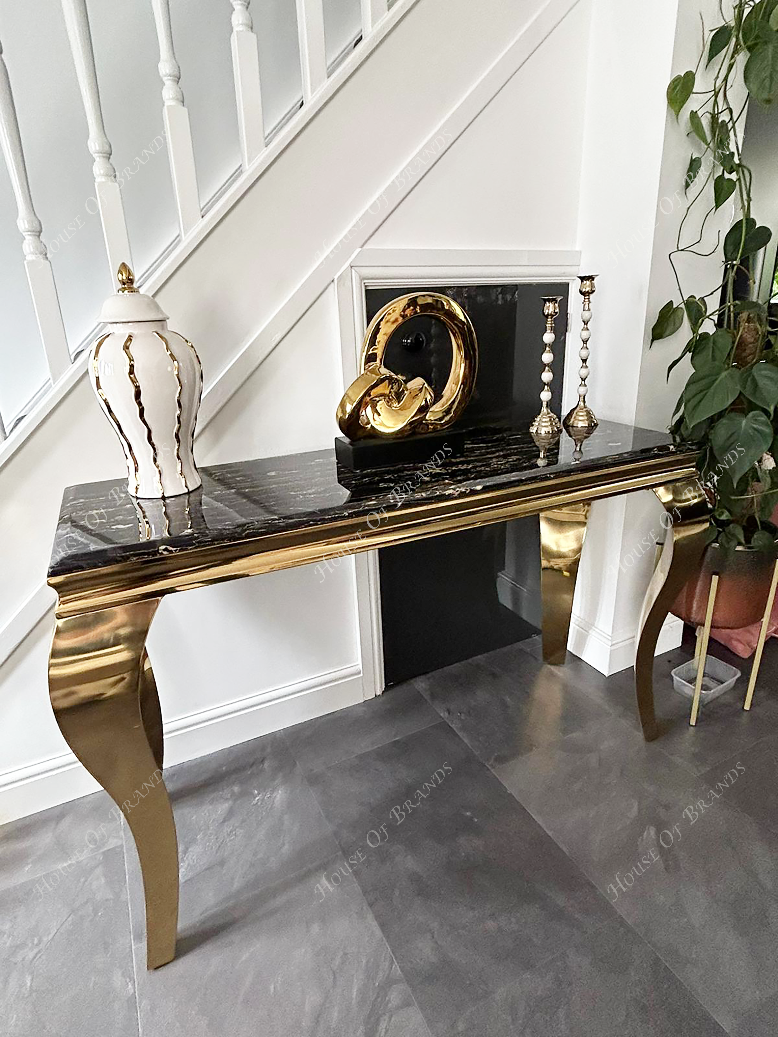 Rome Gold Marble Console Table