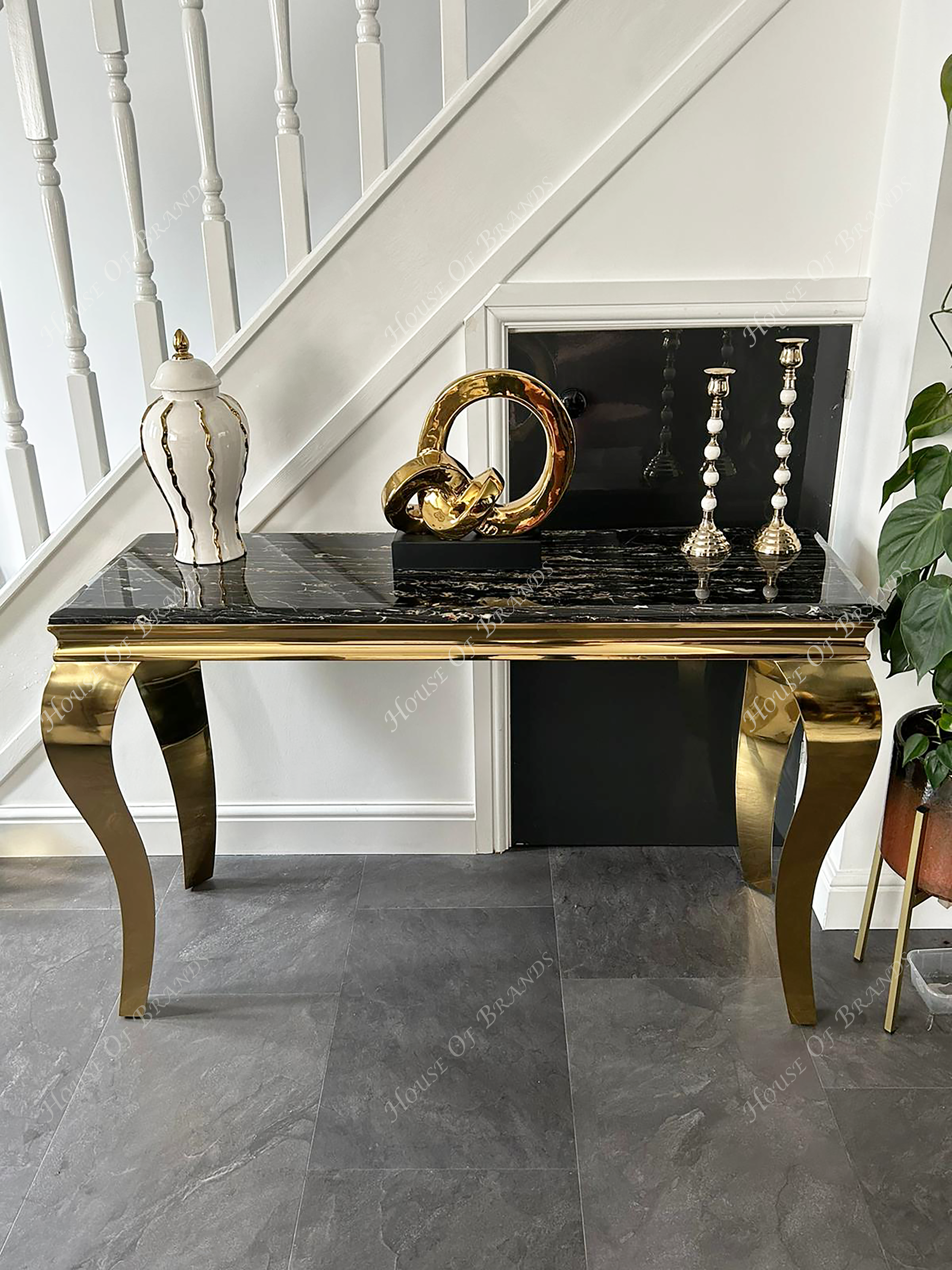 Rome Gold Marble Console Table