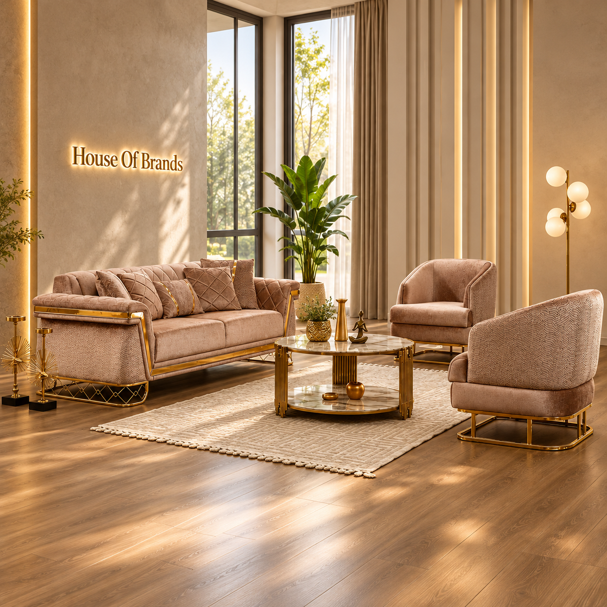 Veyron Luxury Velvet Sofa Set