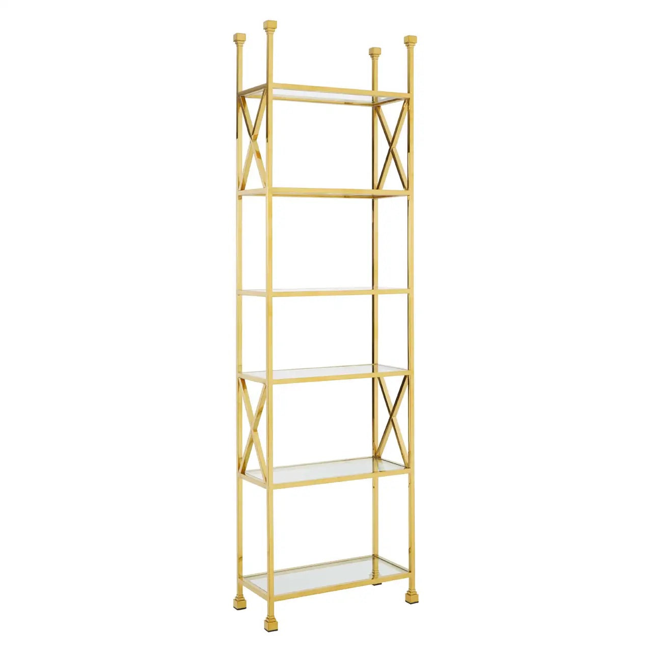 Horizon Gold Finish Cross Design Bookshelf