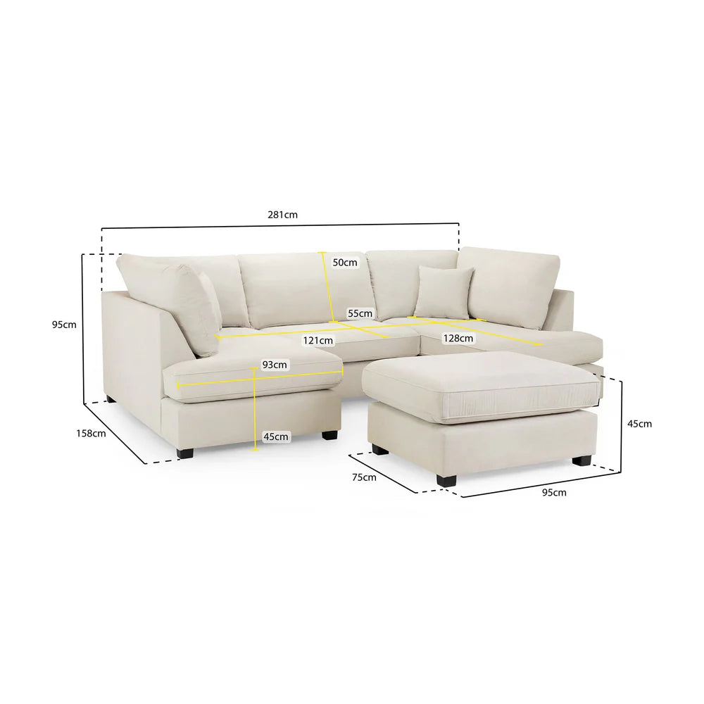 Camden U-Shape Corner Sofa with Footstool
