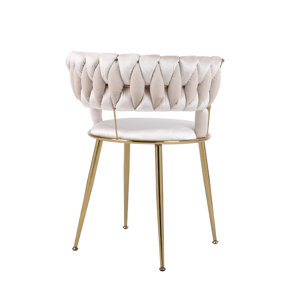 Rosalia Square White Marble & Gold Dining Set With 4 Carmella Chairs