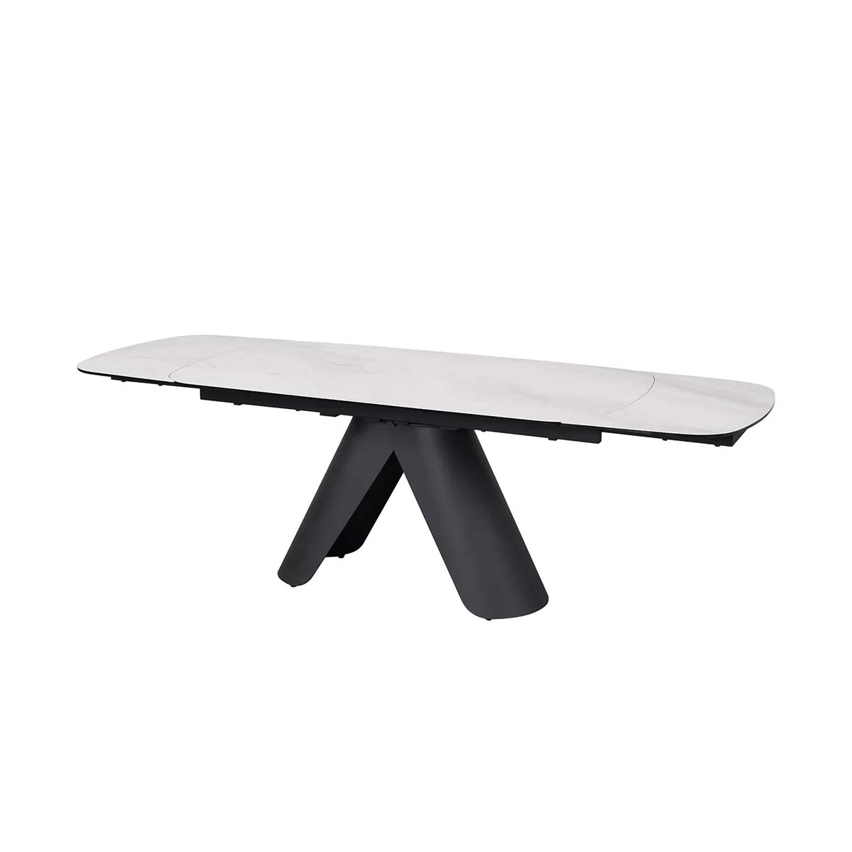 Carrera 160-240cm White Ceramic Marble Side Extending Dining Table