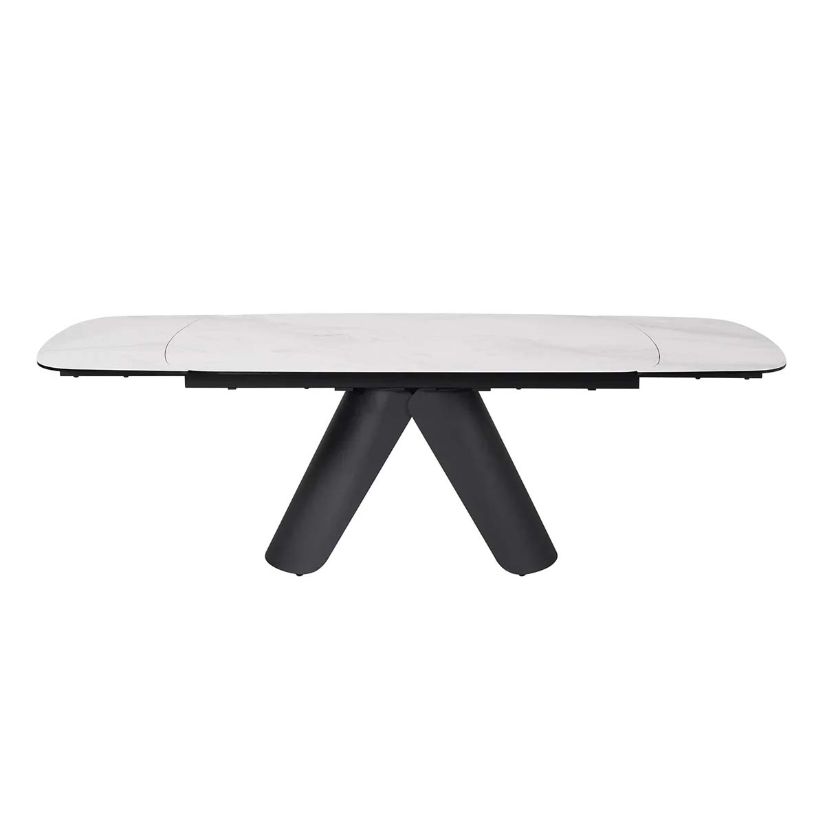 Carrera 160-240cm White Ceramic Marble Side Extending Dining Table