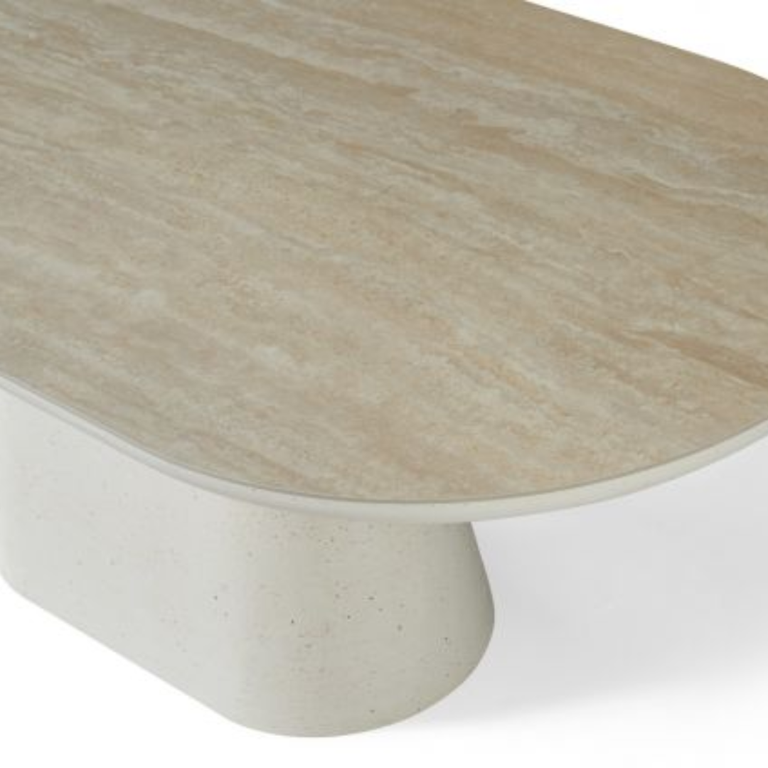Celie 160cm Ivory & Travertine Dining Table