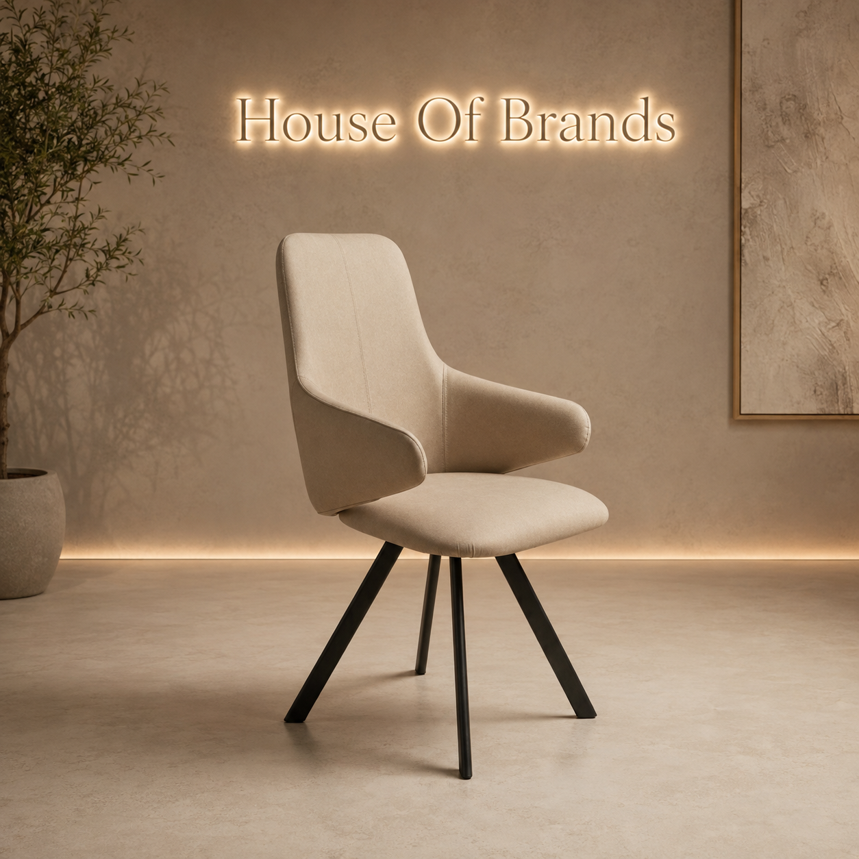 Celine Vintage Beige PU Swivel Dining Chair