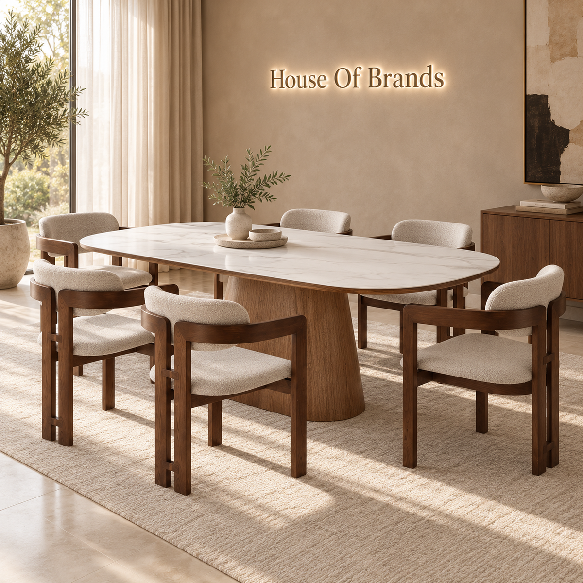 Blanca 200cm Dining Set with Clare Bouclé Chairs