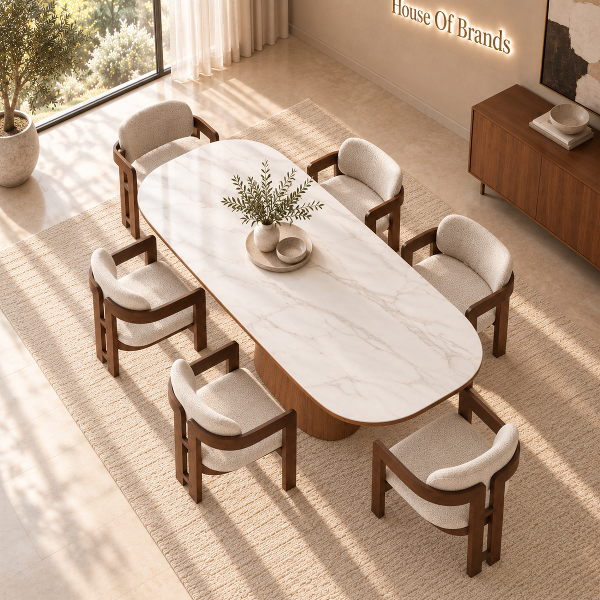 Blanca 200cm Dining Set with Clare Bouclé Chairs