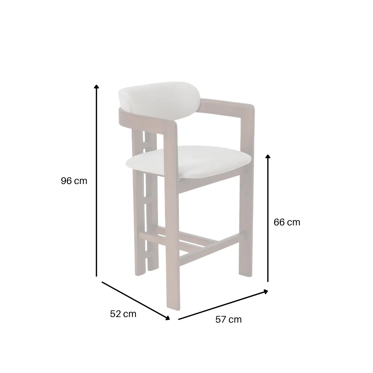 Clara Walnut Dark Wooden Ivory Boucle Fabric Bar Stool