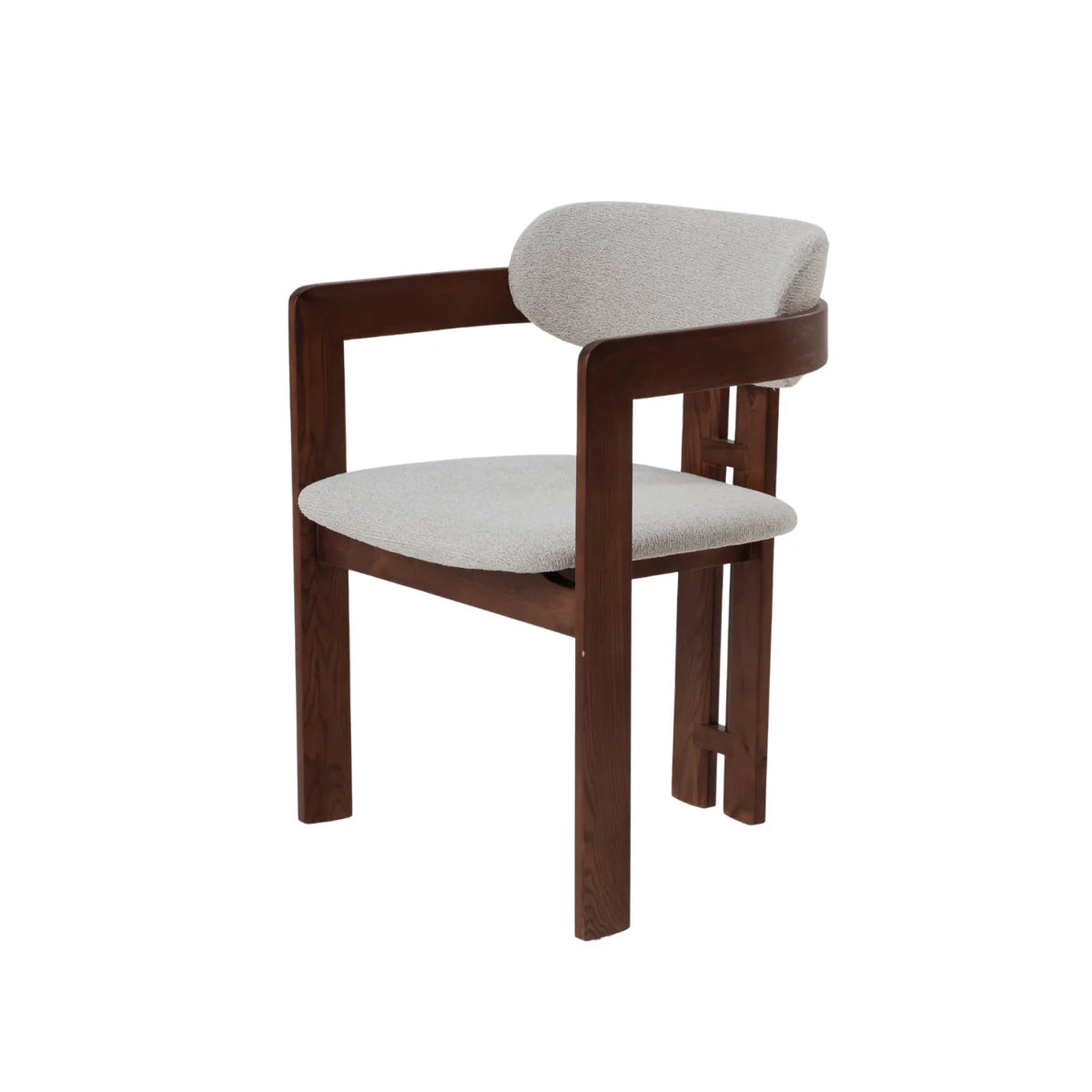 Clara Walnut Dining Chair in Oatmeal Bouclé – Upholstered Dining Chair (Set of 2)