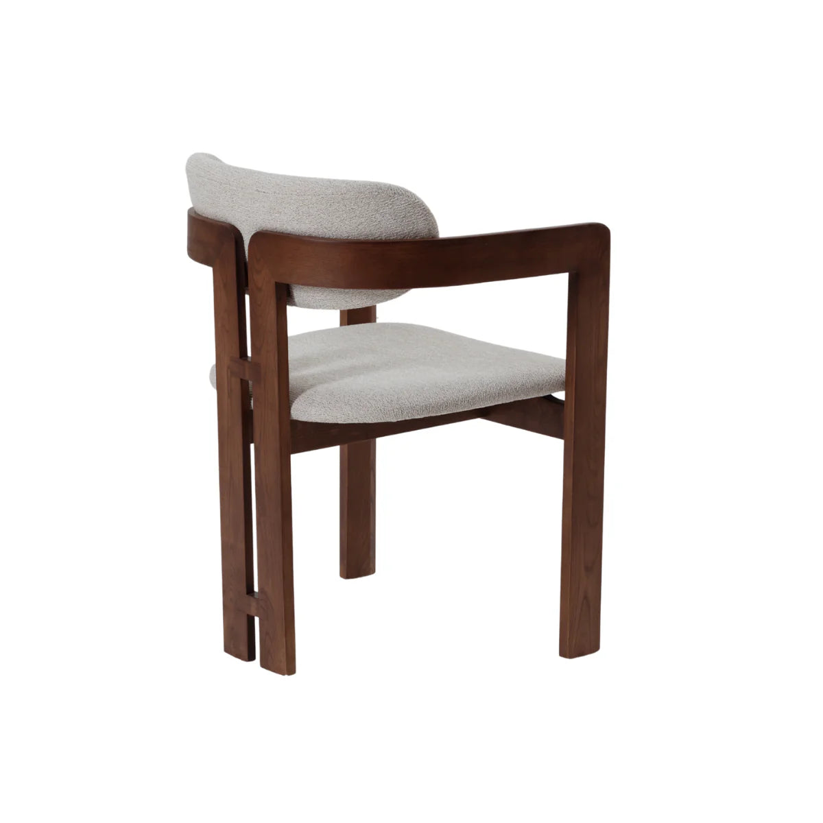 Clara Walnut Dining Chair in Oatmeal Bouclé – Upholstered Dining Chair (Set of 2)