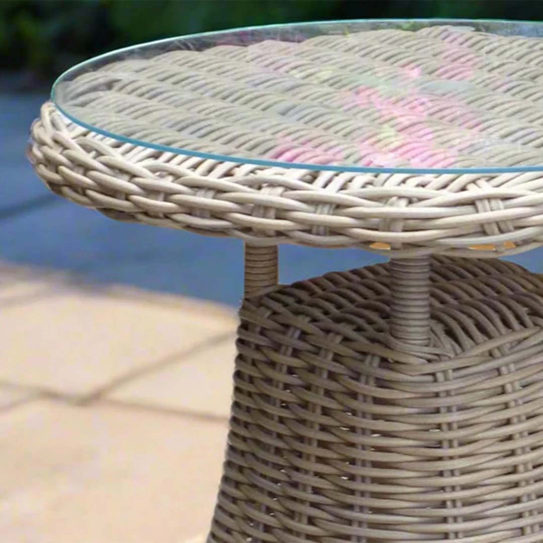 Cove 70cm Rattan Bistro Table with Glass Top