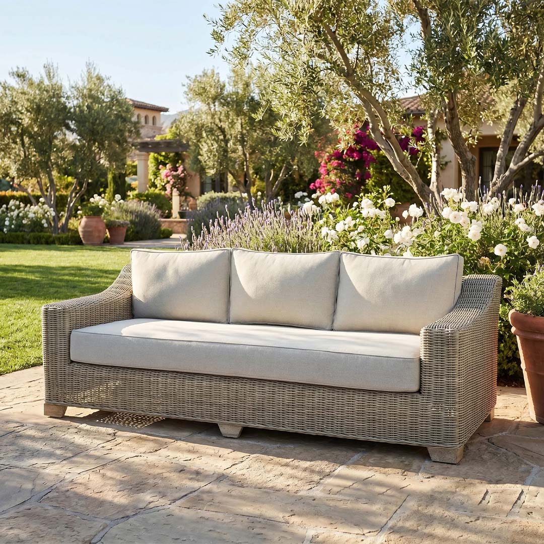 Cove 3 Seater Rattan Garden Sofa with Cushions
