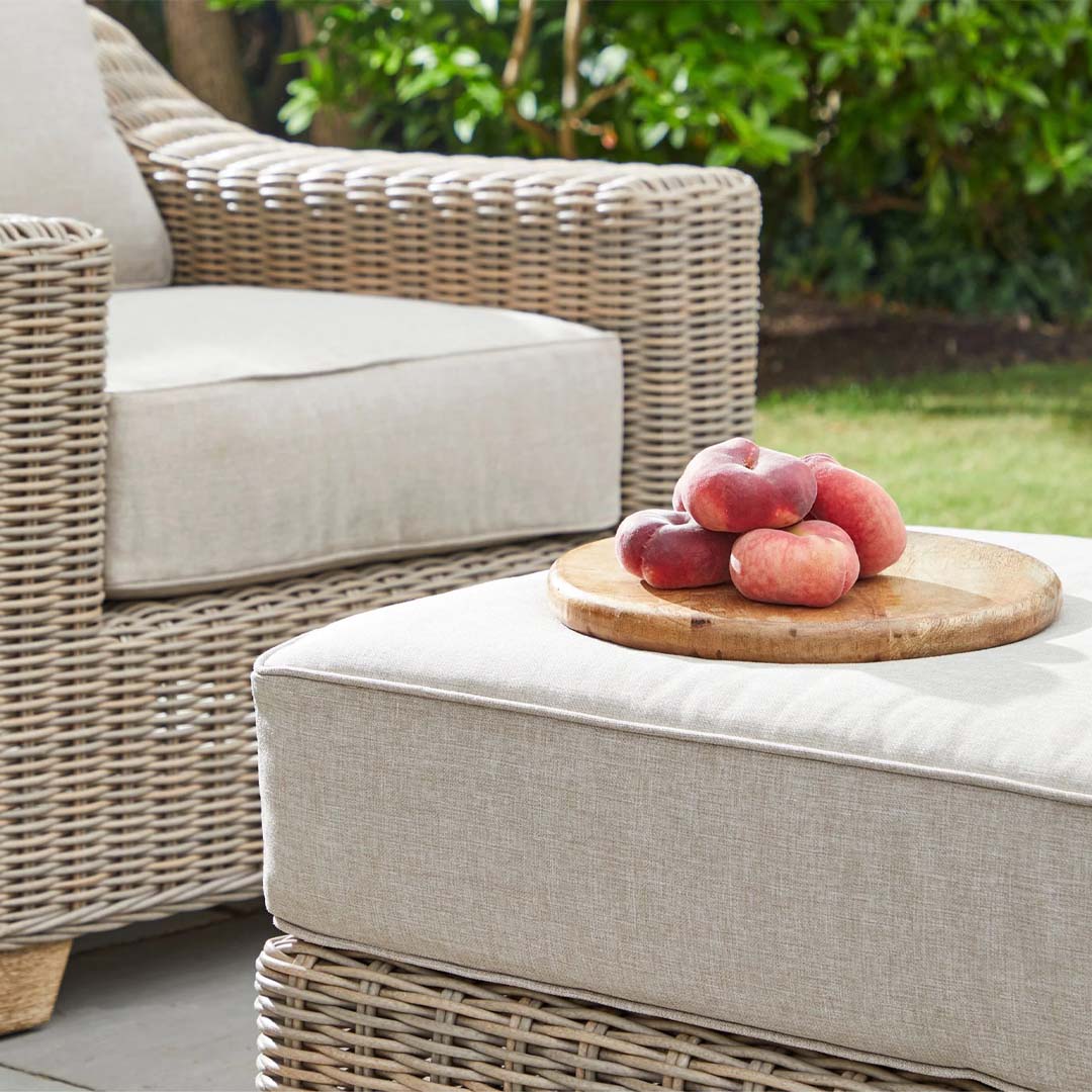 Cove Rattan Garden Footstool with Cushion