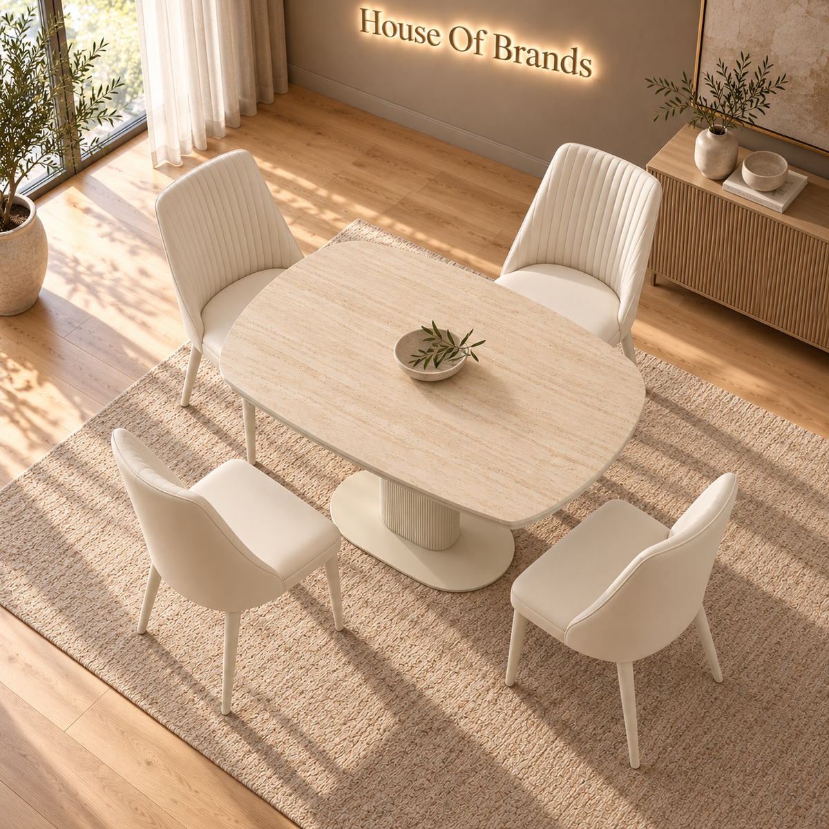 Belize Extendable Dining Table With Cruz PU Dining Chairs