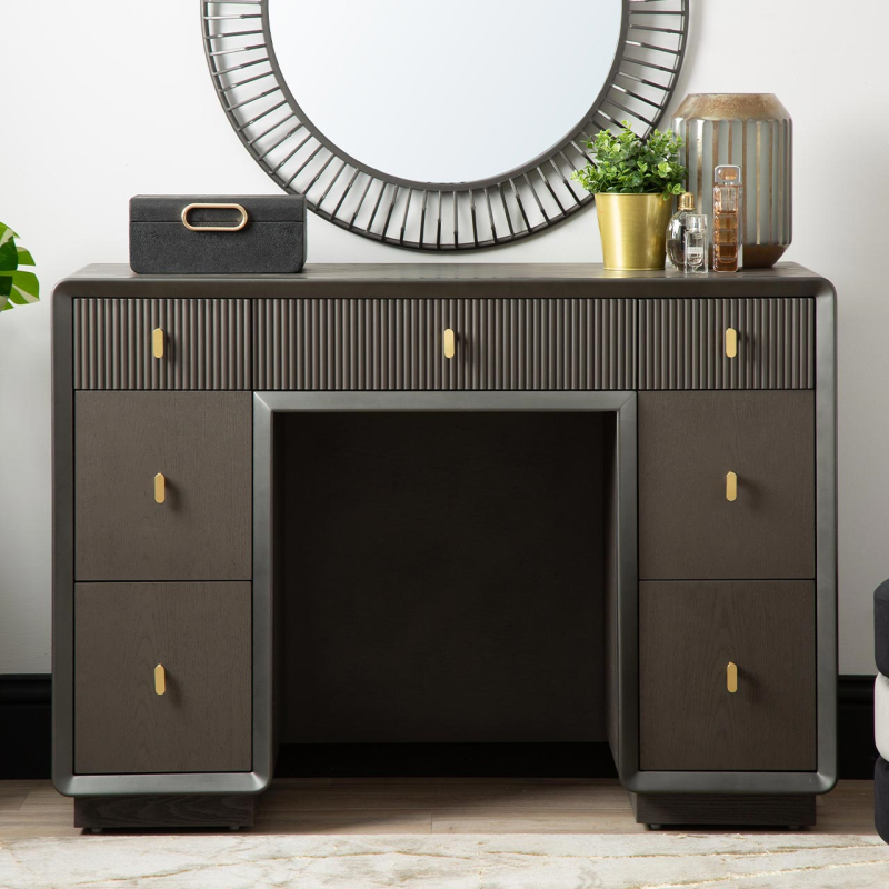 Amelie Smoke Grey Elm 7 Drawer Dressing Table