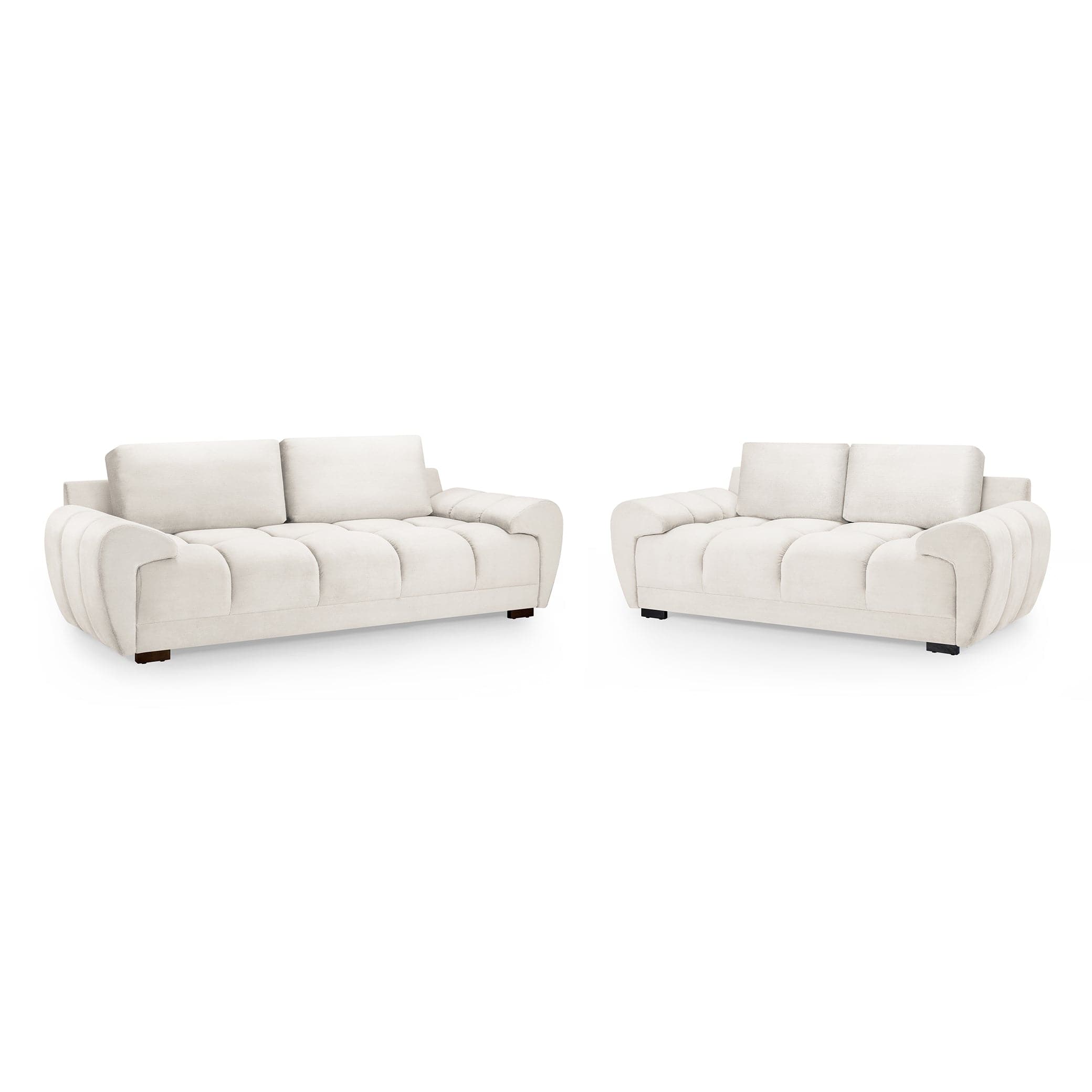 Devoke 3+2 Cream Velvet Sofa Set with Footstool