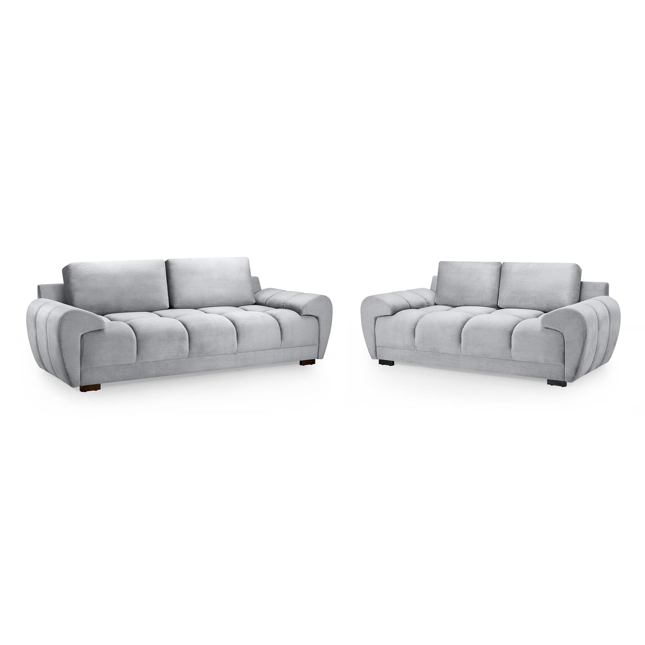 Devoke 3+2 Cream Velvet Sofa Set with Footstool