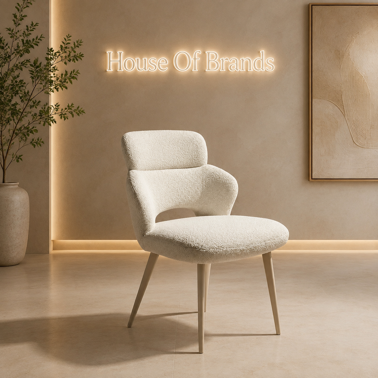 Domus Beige Bouclé Fabric Dining Chair