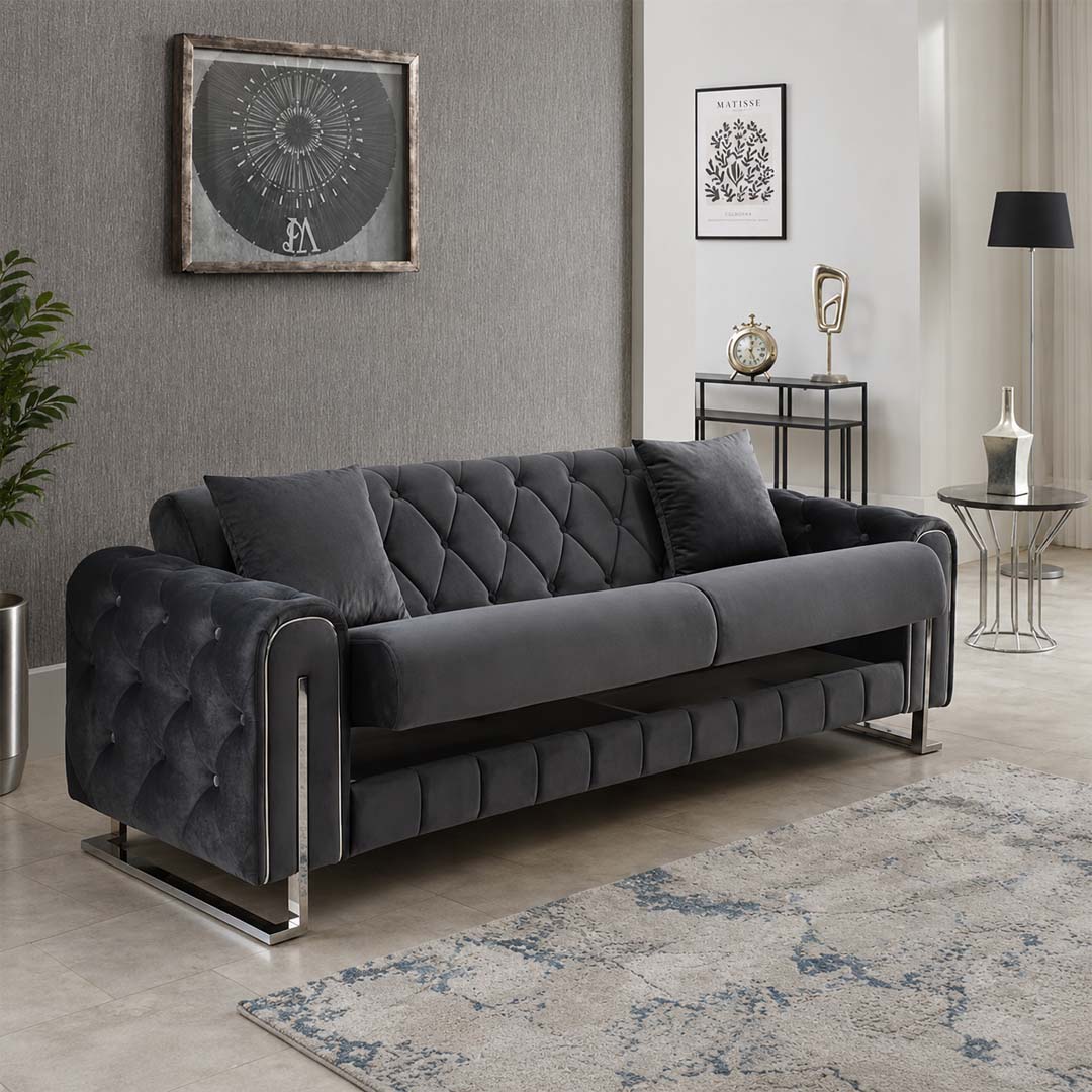 Elara Luxury Velvet Sofa Bed Set with Storage