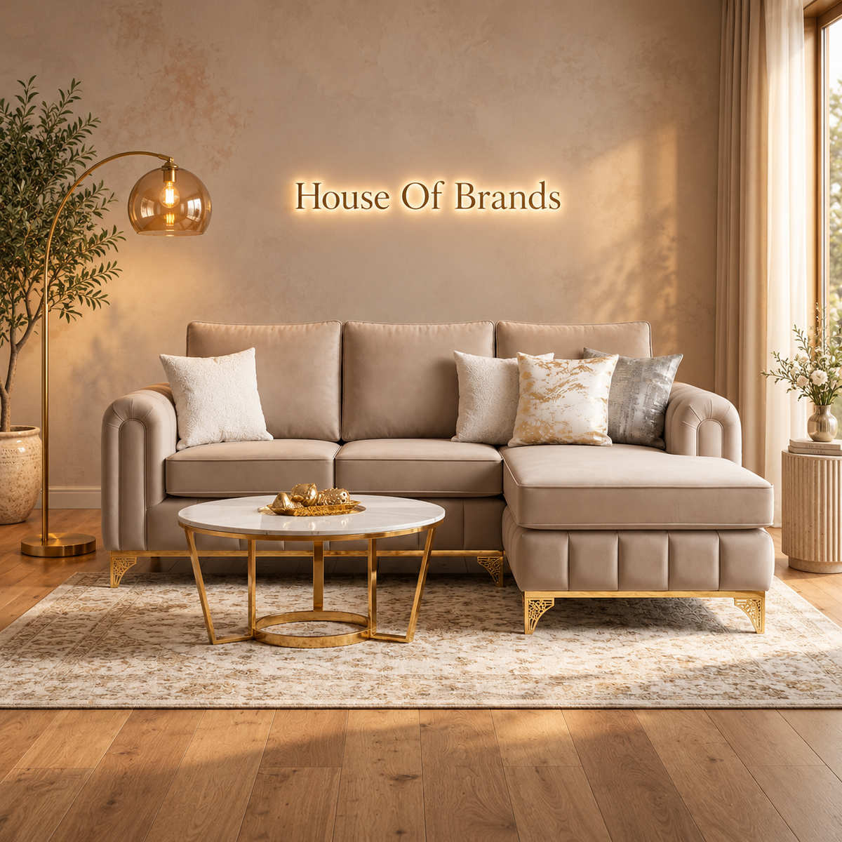 Brooklyn Gold L- Shape Corner Sofa