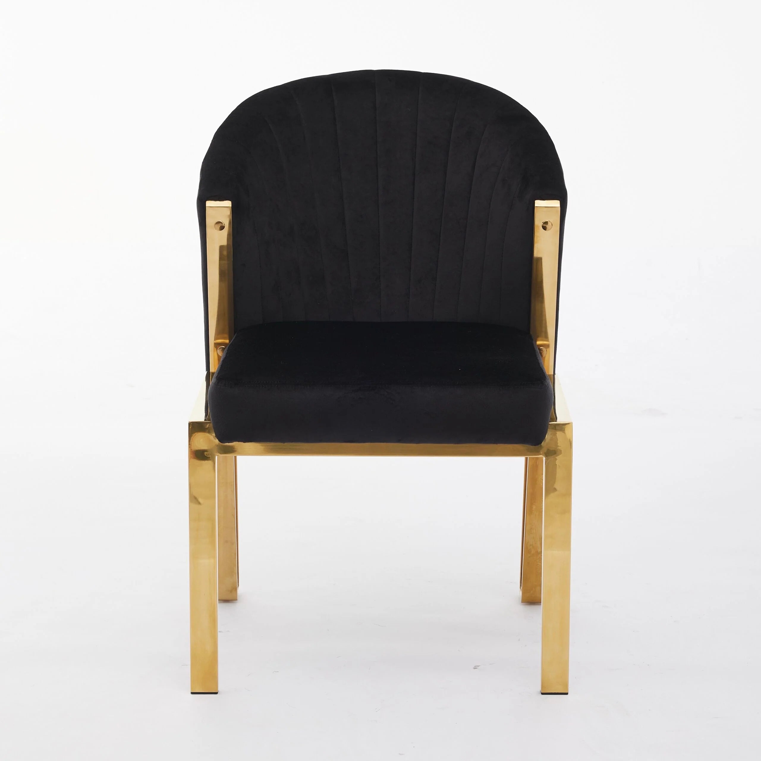 Favian Black Plush Velvet Dining Chair Gold Legs