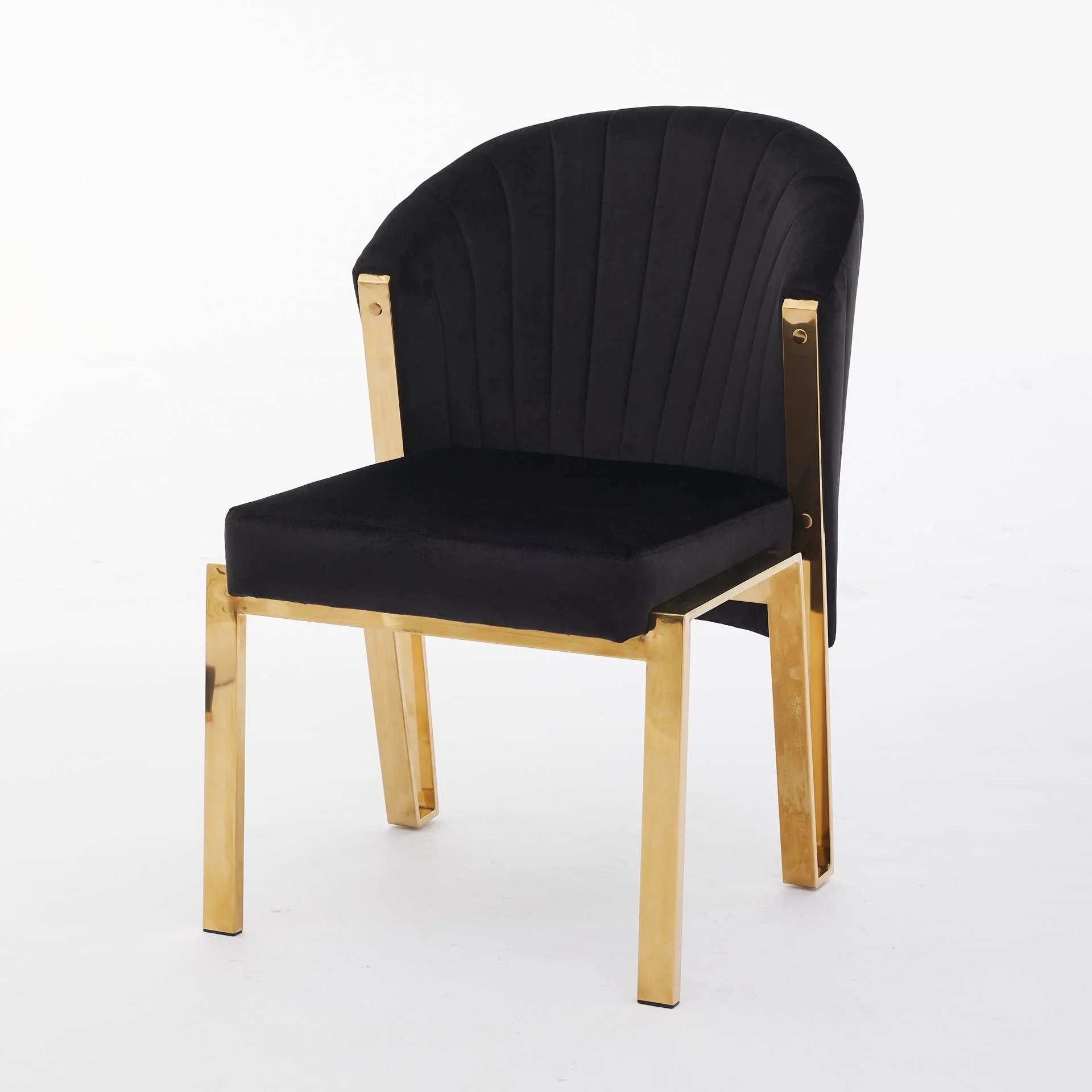 Favian Black Plush Velvet Dining Chair Gold Legs