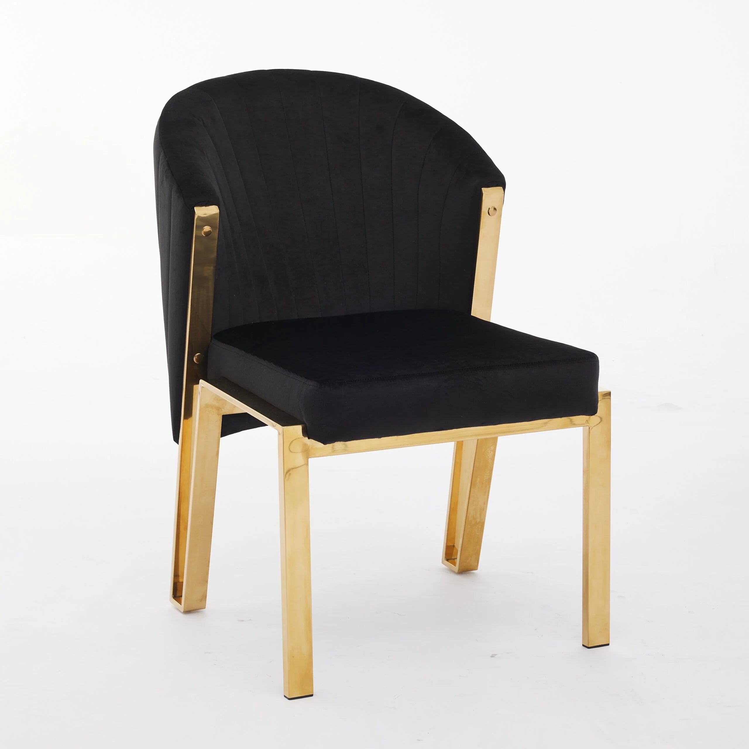 Favian Black Plush Velvet Dining Chair Gold Legs