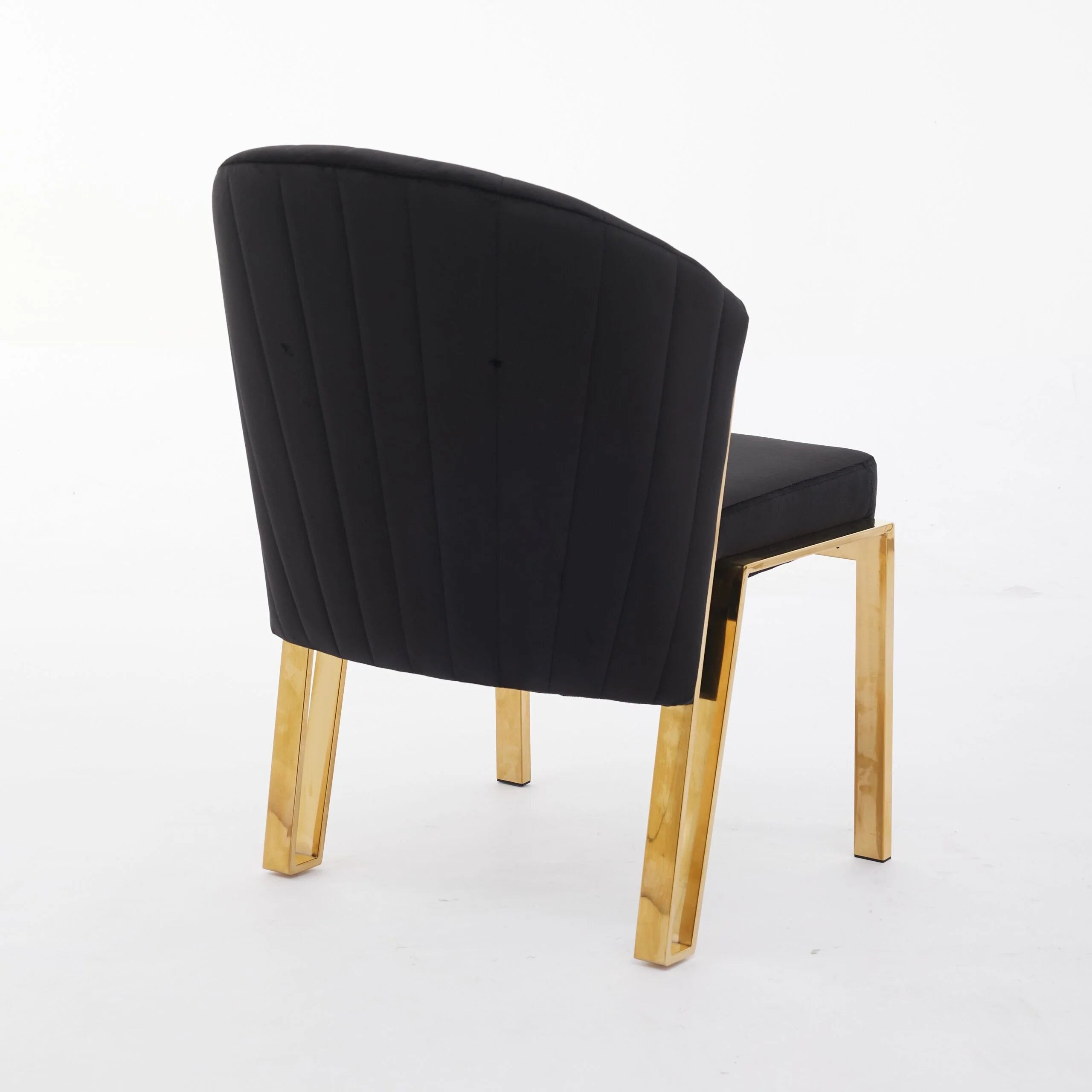 Favian Black Plush Velvet Dining Chair Gold Legs