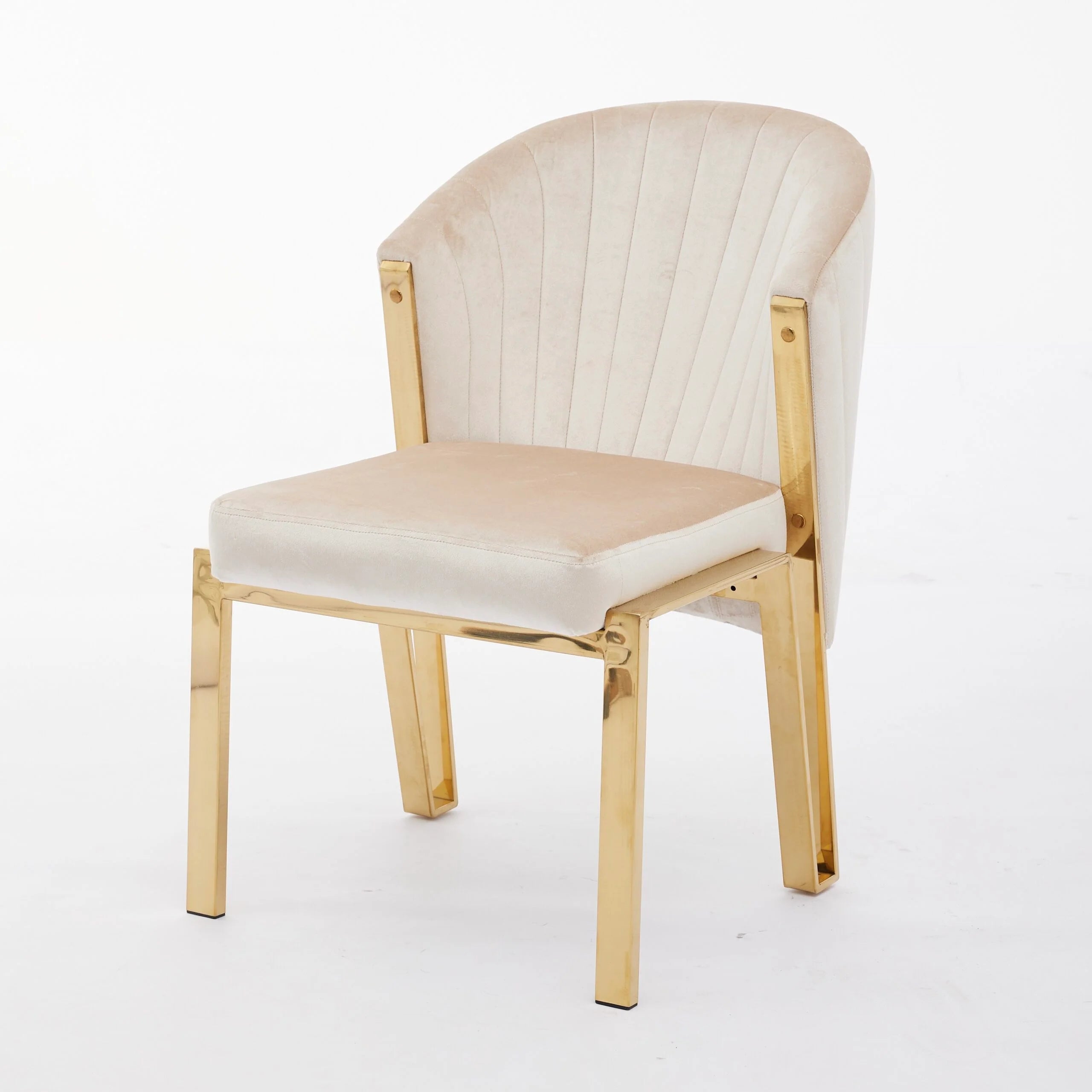 Favian Cream Dining Chair Gold Legs