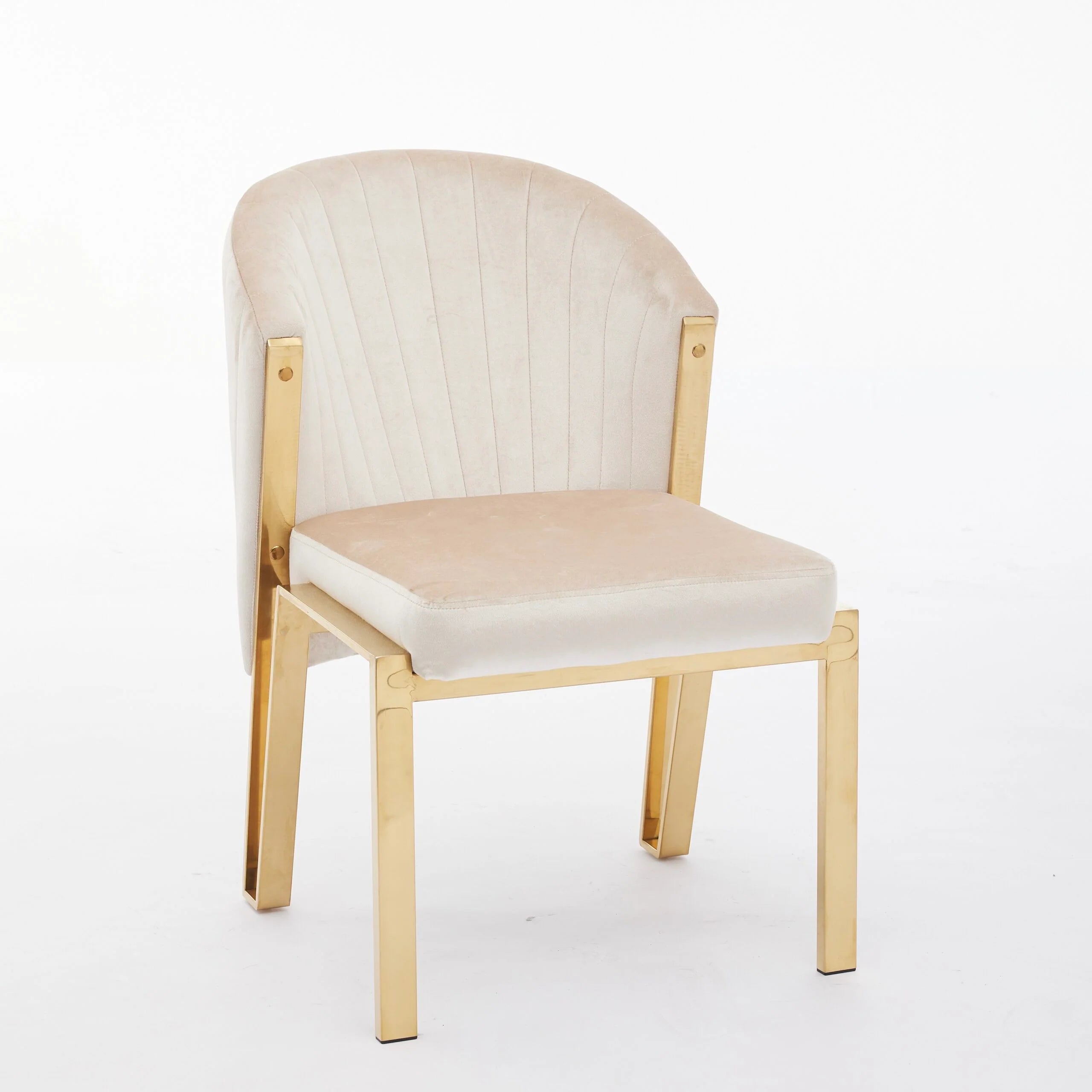 Favian Cream Dining Chair Gold Legs