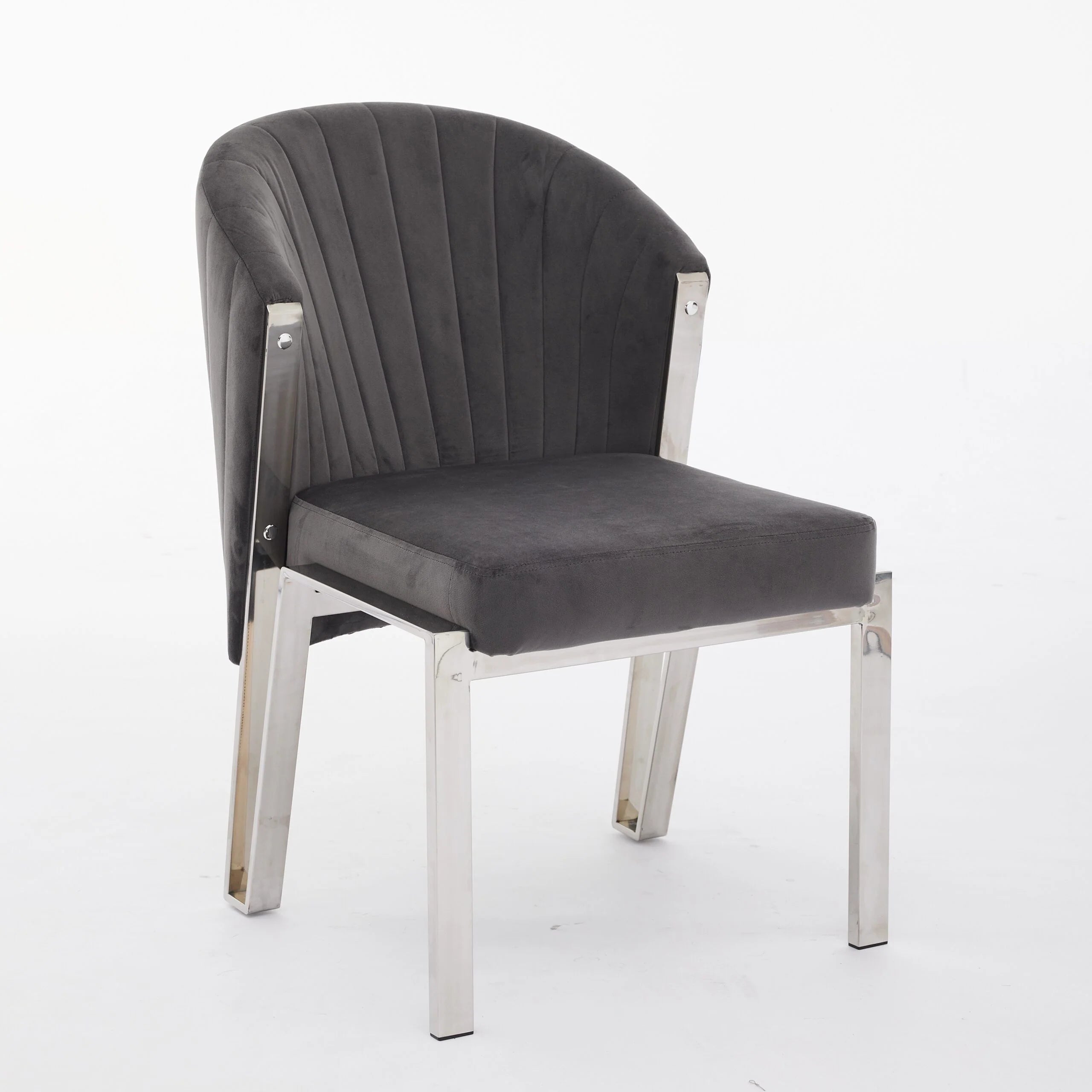 Favian Grey Dining Chair Chrome Legs