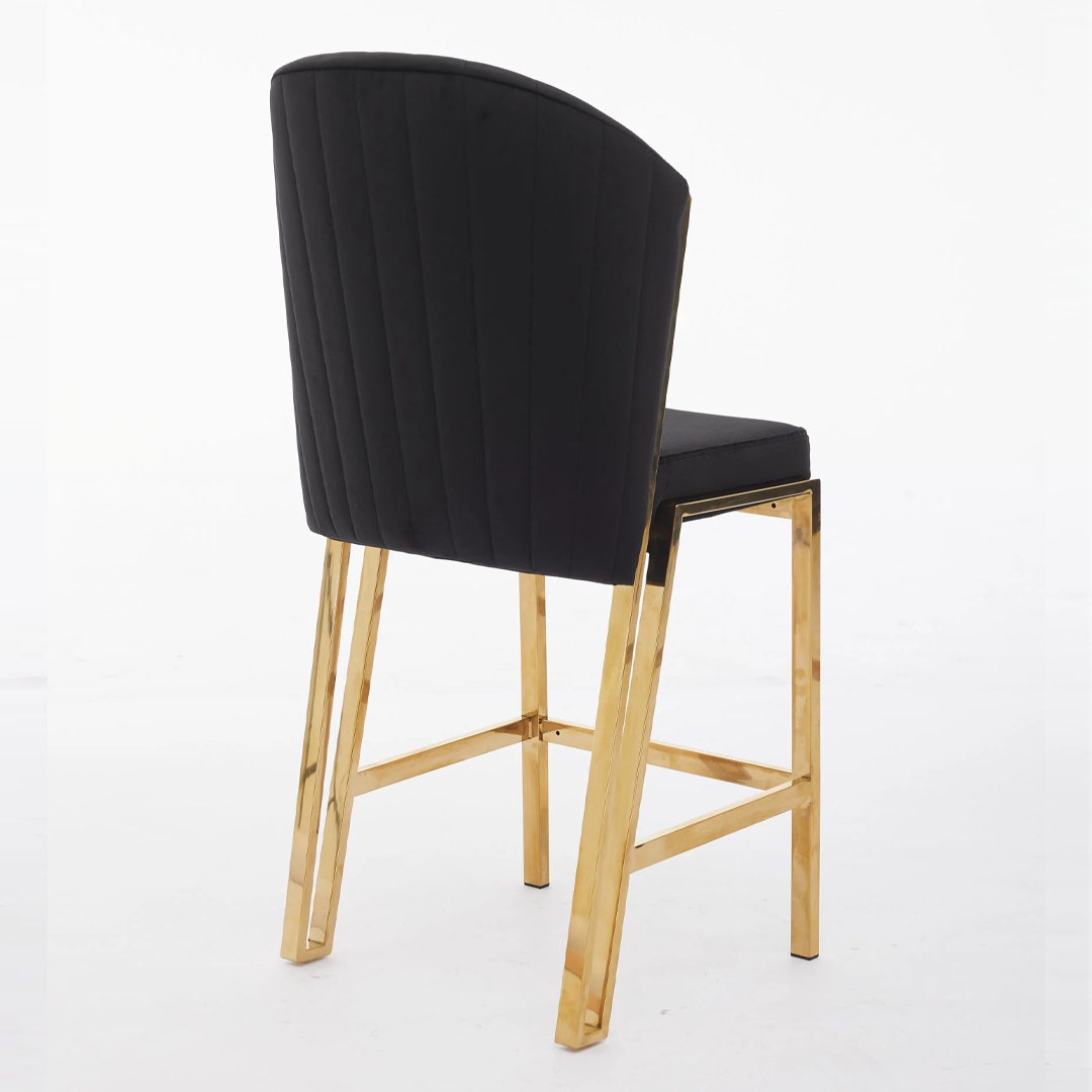 Favian Luxury Black & Gold Velvet Bar Stool Gold Legs