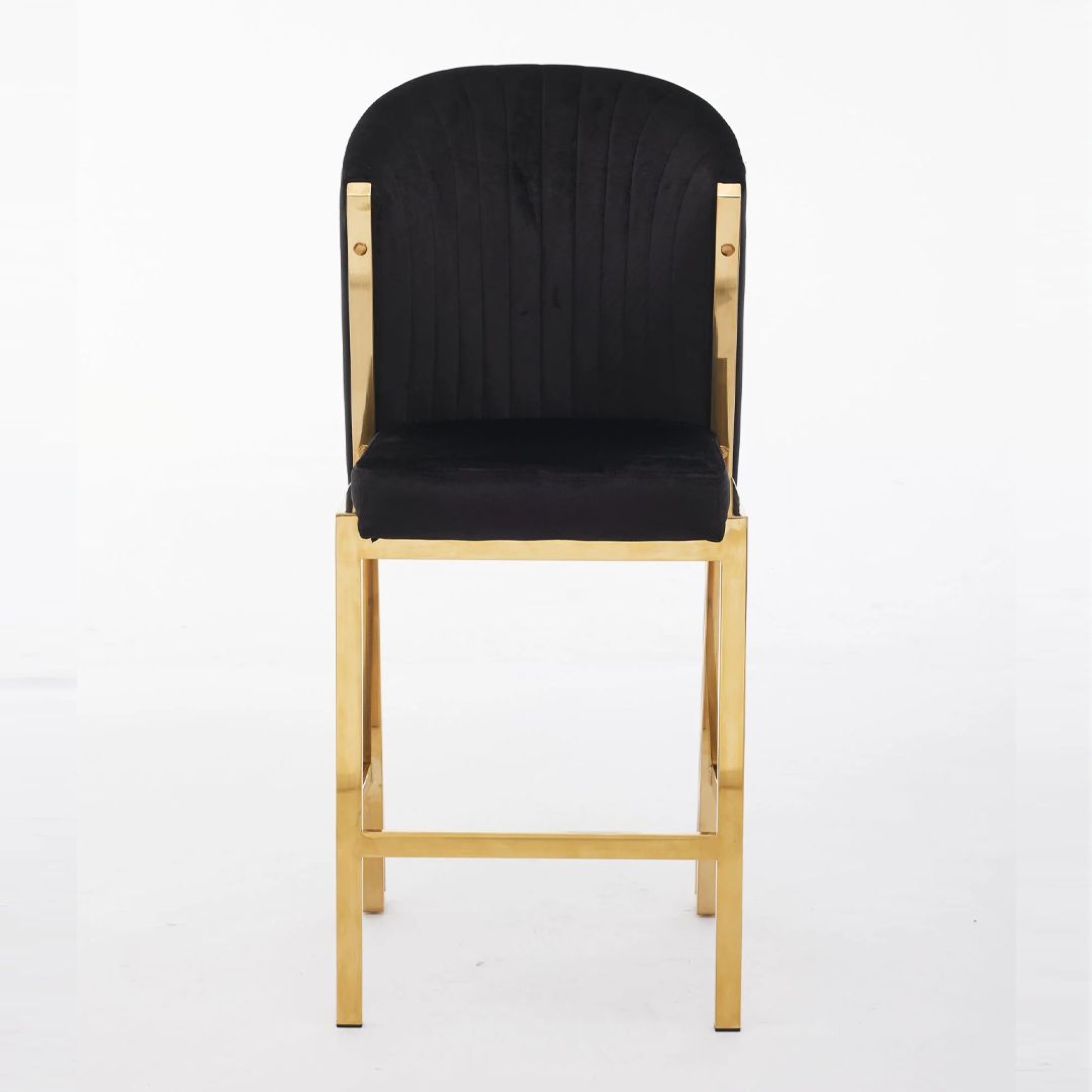 Favian Luxury Black & Gold Velvet Bar Stool Gold Legs