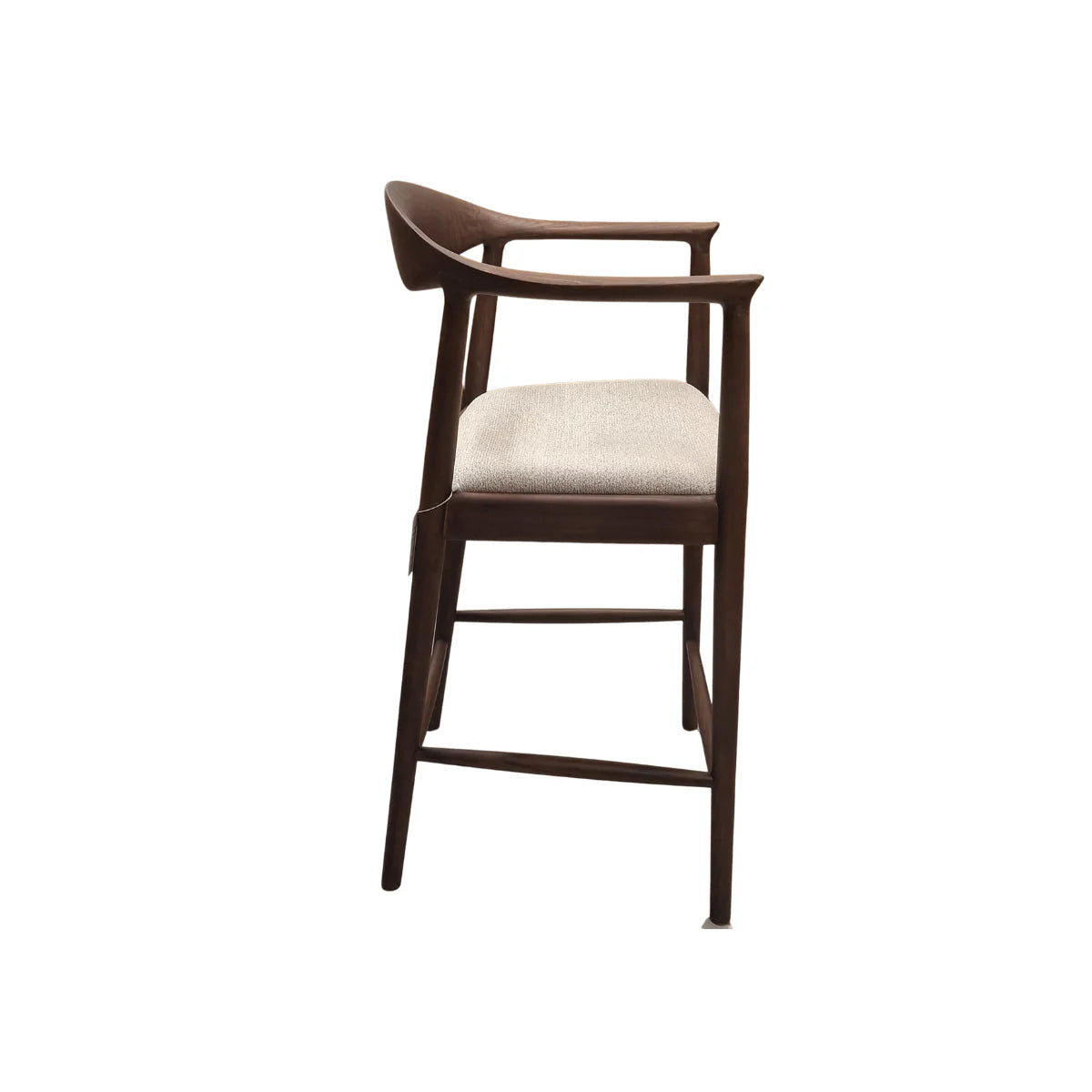 Fern Walnut Bar Stool in Oatmeal Bouclé – Upholstered Kitchen Counter Stool