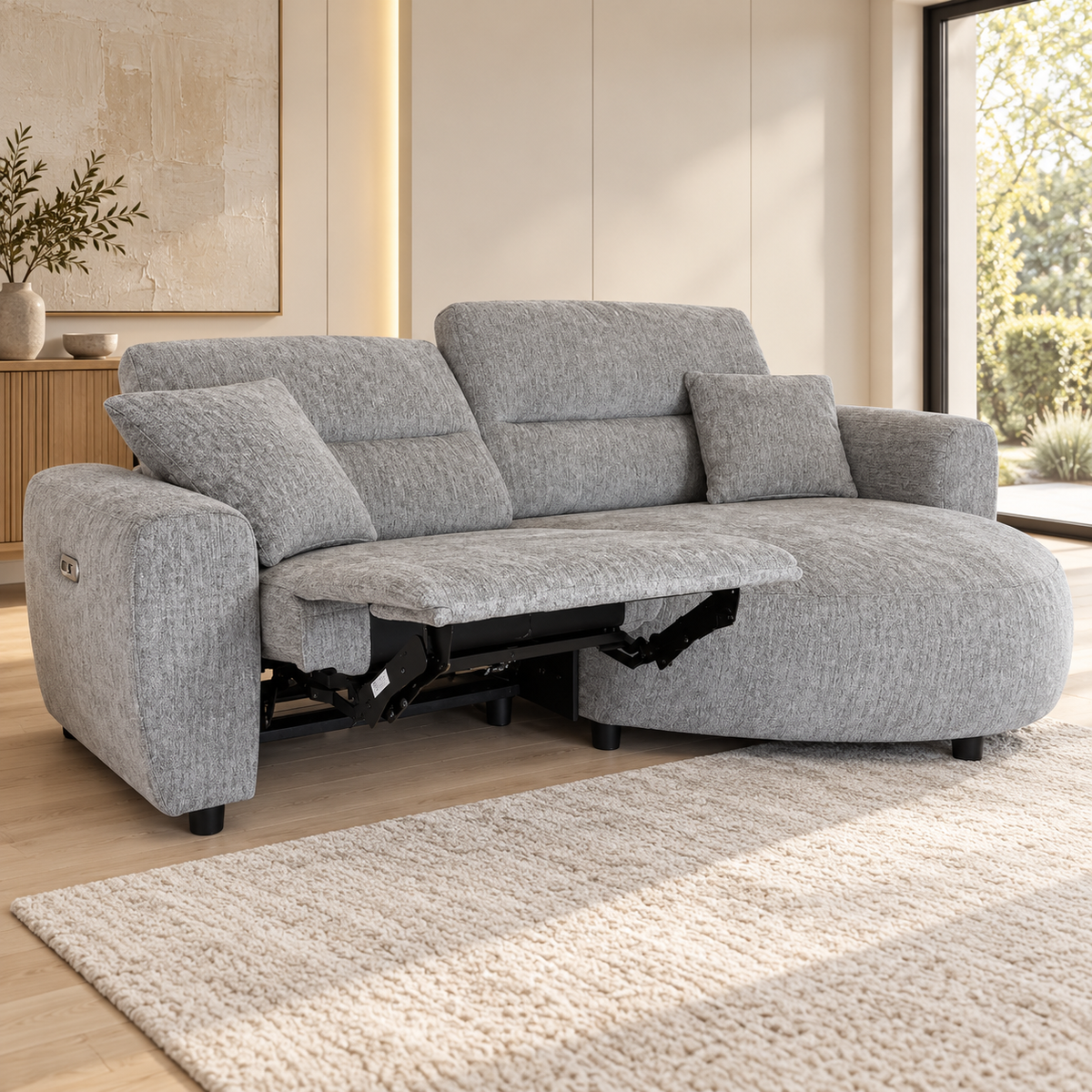 Denver Grey Electric Recliner Right Hand
