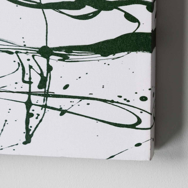 Dark Green and White Abstract Canvas Wall Art