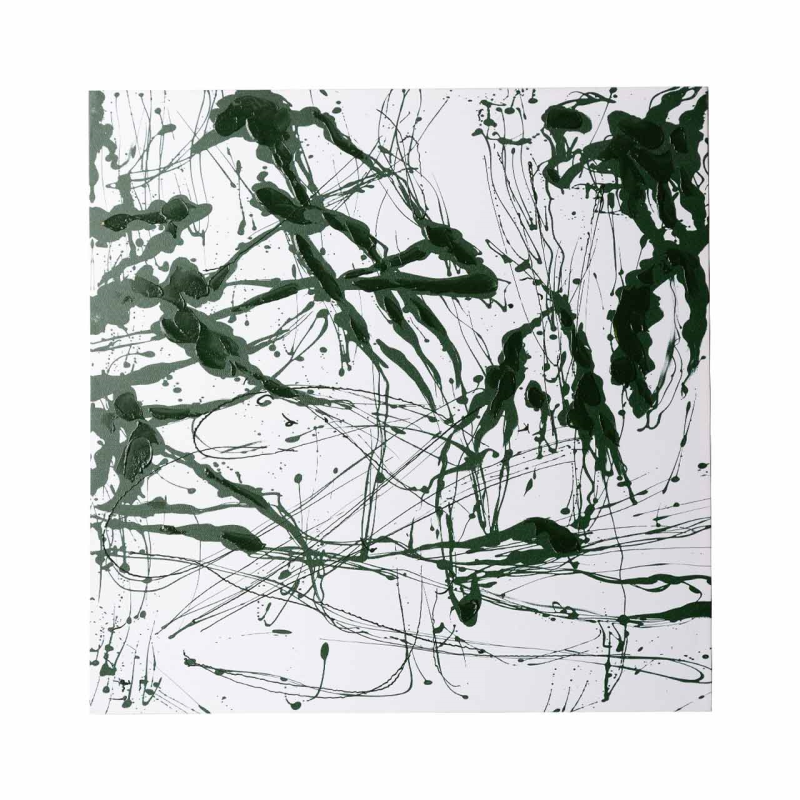 Dark Green and White Abstract Canvas Wall Art