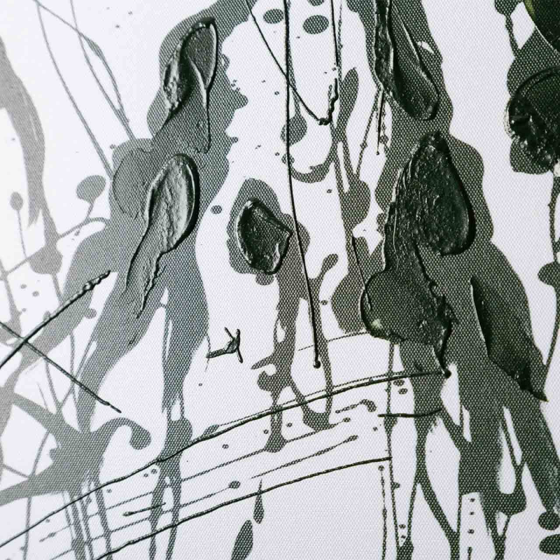 Dark Green and White Abstract Canvas Wall Art