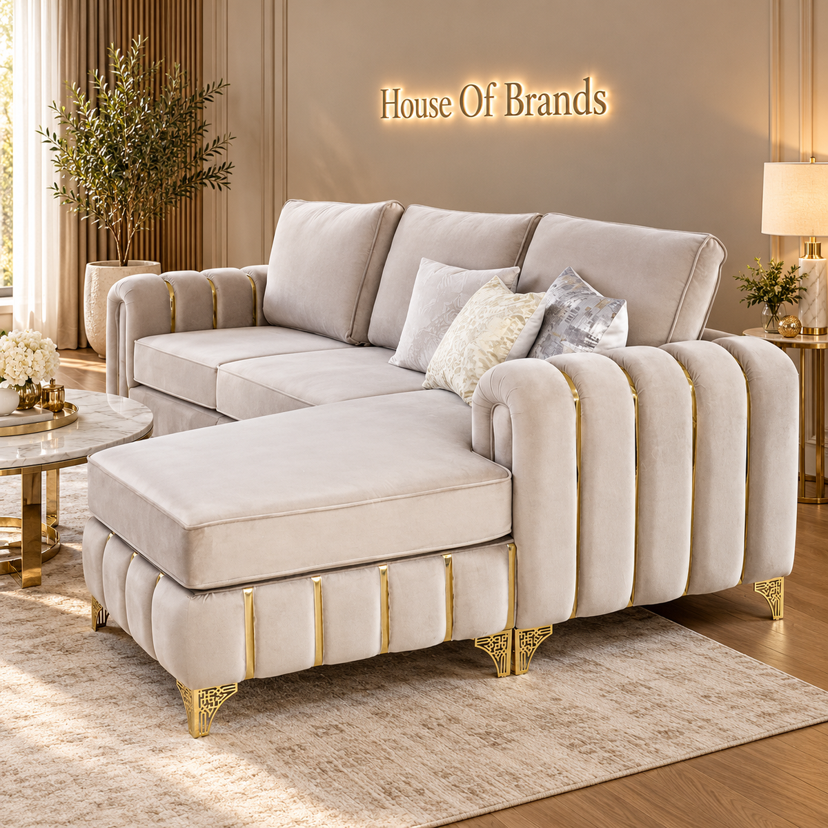 Brooklyn Gold L- Shape Corner Sofa