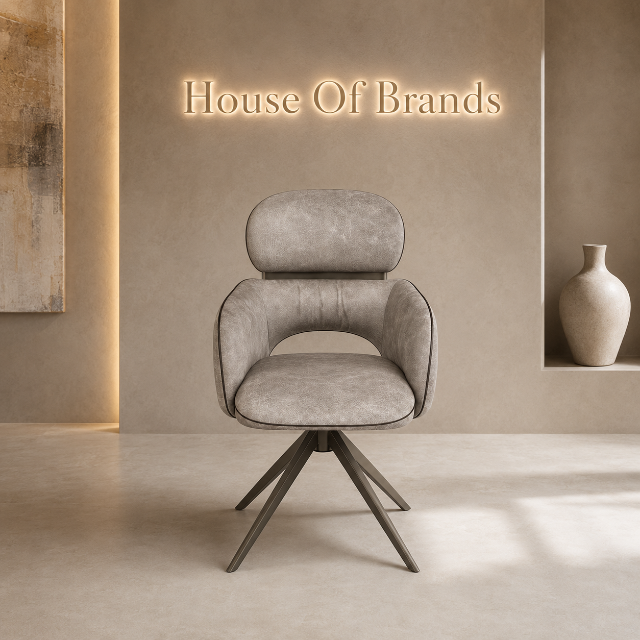 Grace Vintage Latte PU Swivel Dining Armchair