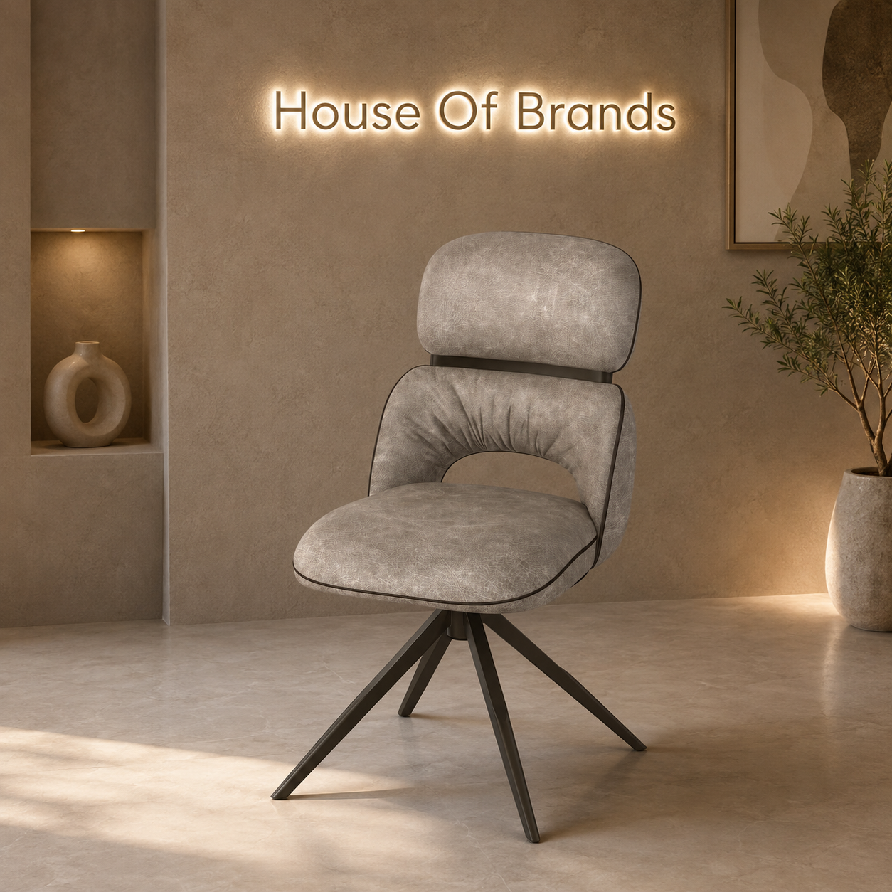 Grace Vintage Latte PU Swivel Side Chair