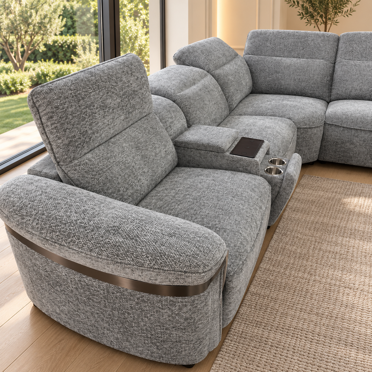Bicester Grey Modular Electric Recliner Corner Sofa
