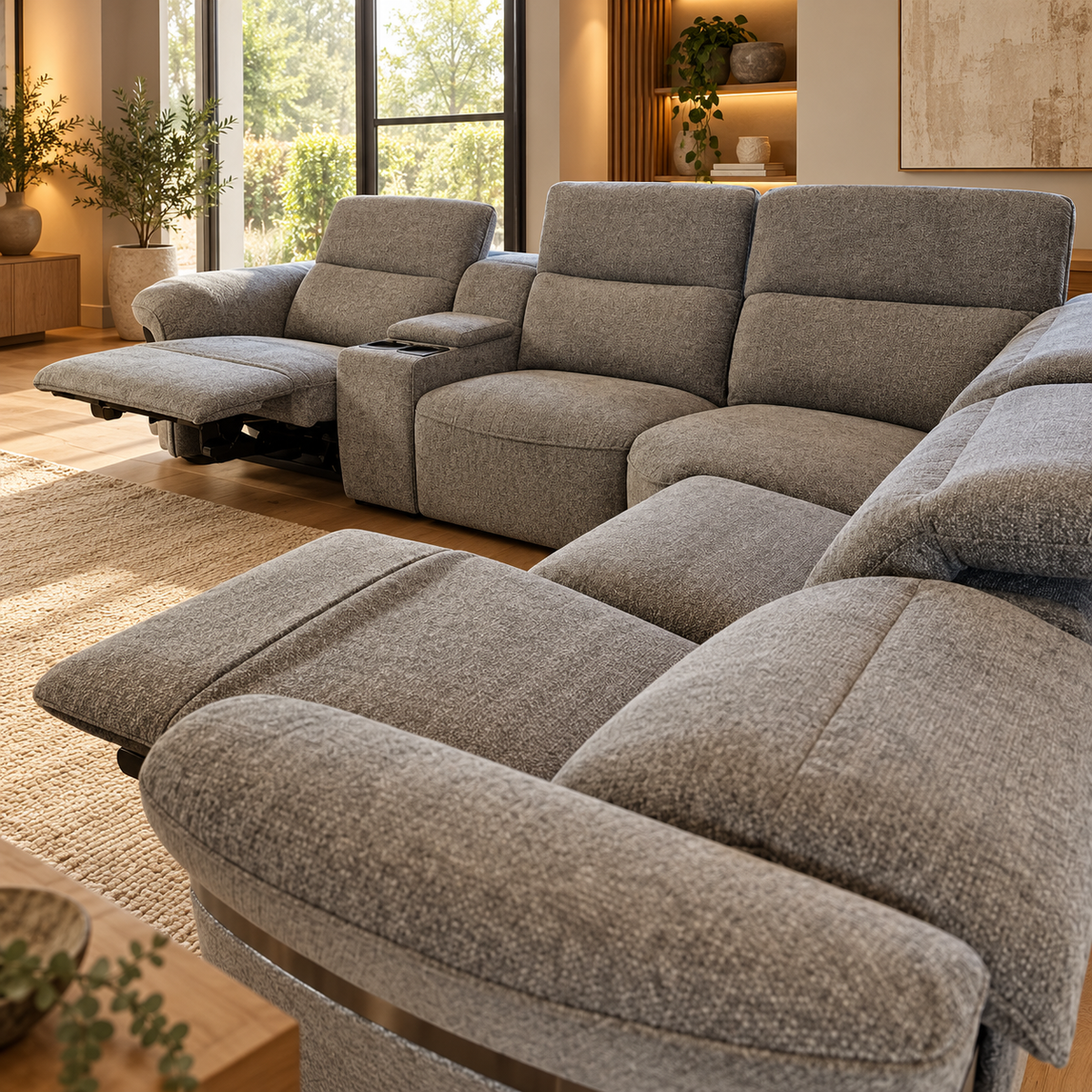 Bicester Grey Modular Electric Recliner Corner Sofa